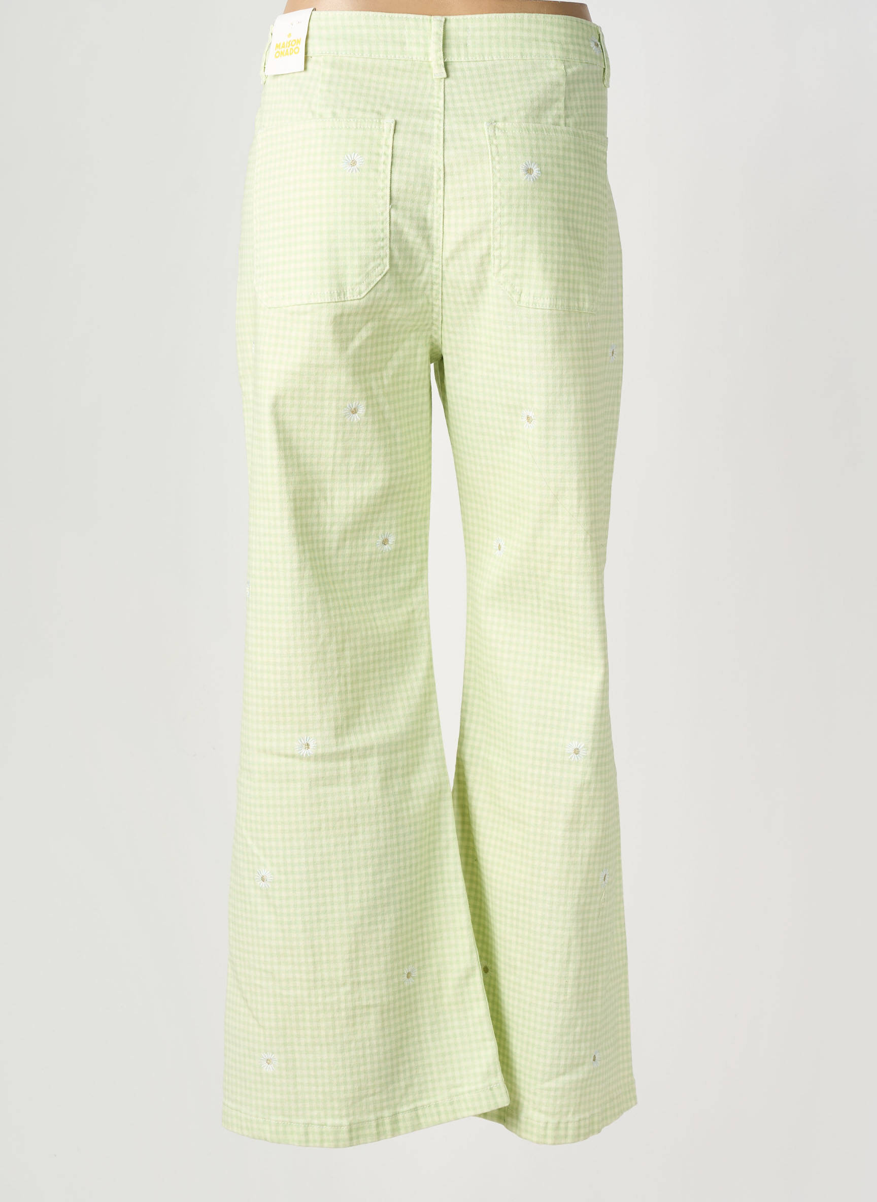 Pantalon evazat elasticitate talie înaltă verde MAISON ONADO femeie
