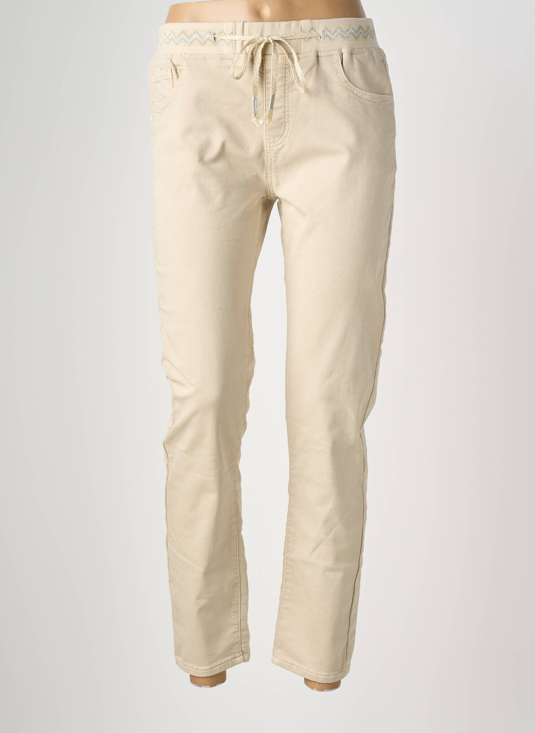 Pantalon slim talie elastică mărime normală bej MAISON ONADO femeie