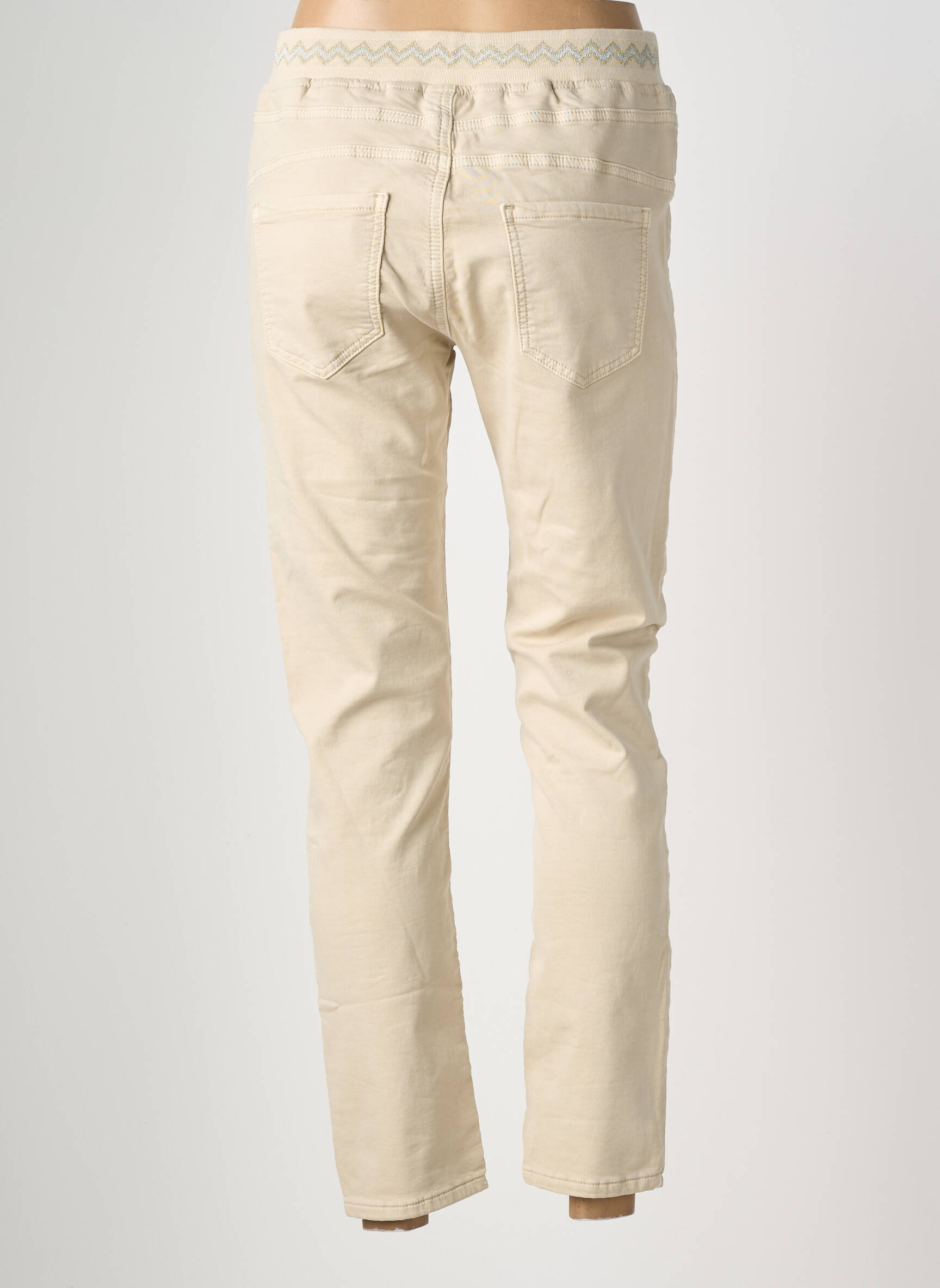 Pantalon slim talie elastică mărime normală bej MAISON ONADO femeie