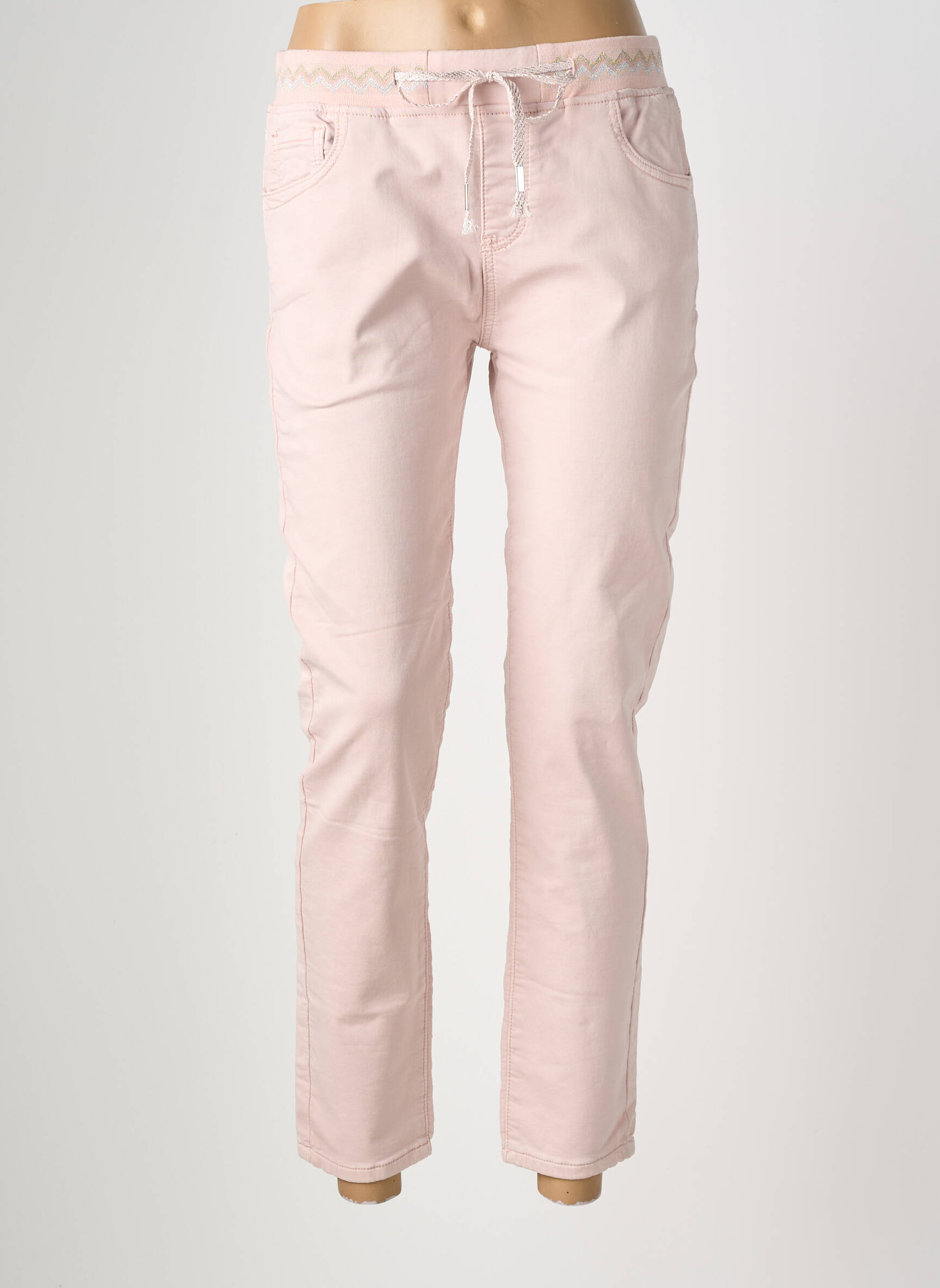 Pantalon slim talie elastică mărime normală roz MAISON ONADO femeie