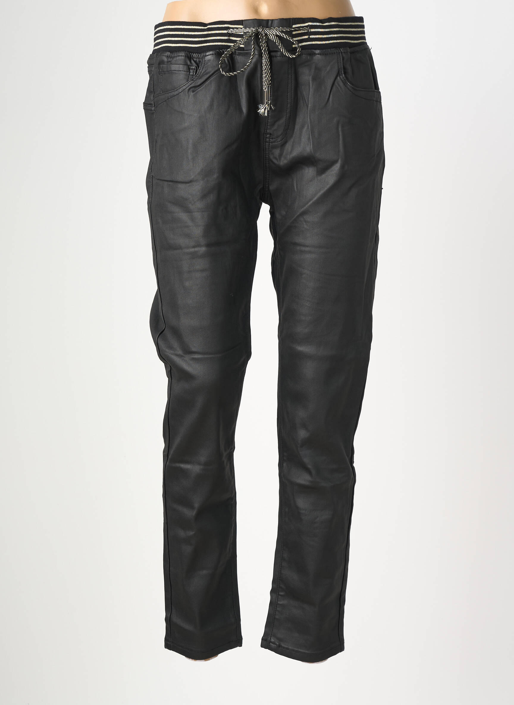 Pantalon slim talie elastică mărime normală negru MAISON ONADO femeie