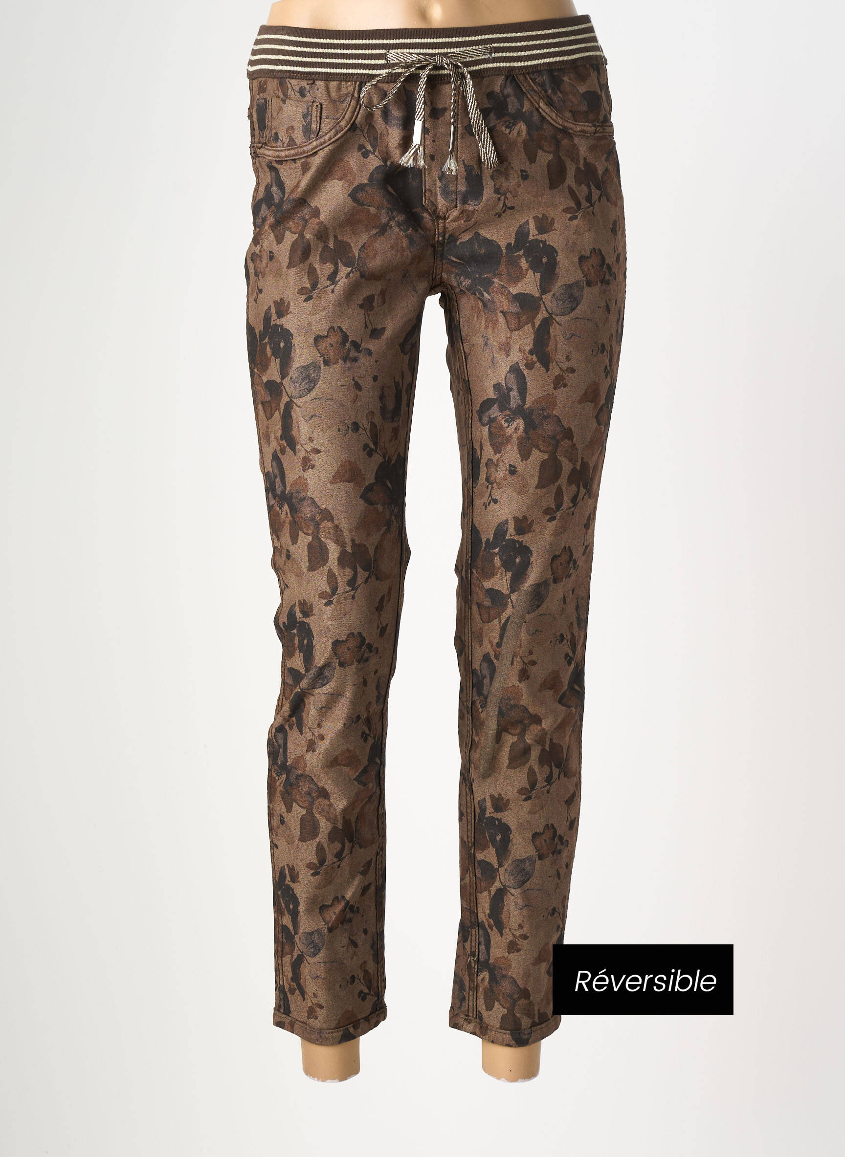 Pantalon slim talie elastică mărime normală maro MAISON ONADO femeie