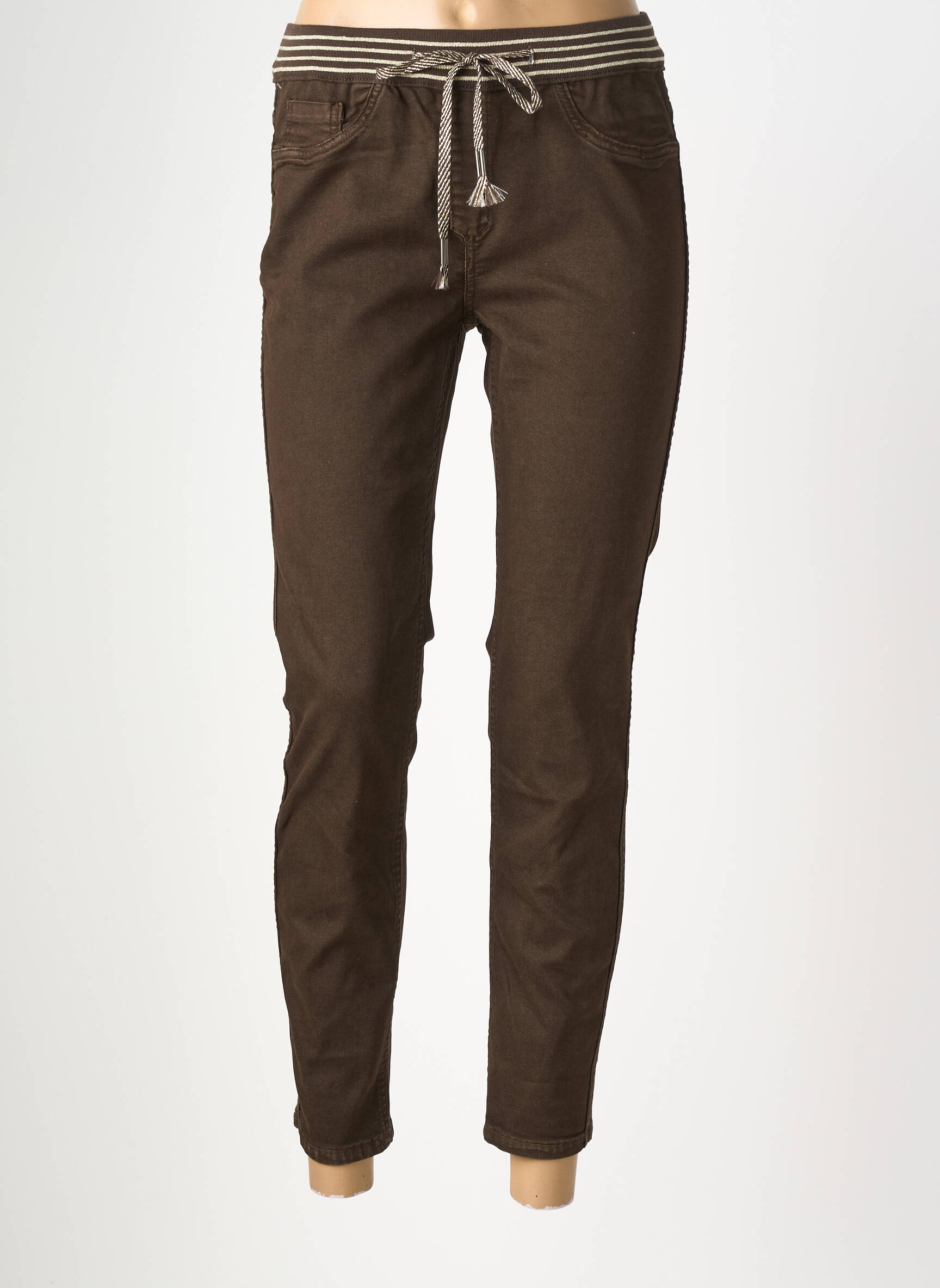 Pantalon slim talie elastică mărime normală maro MAISON ONADO femeie