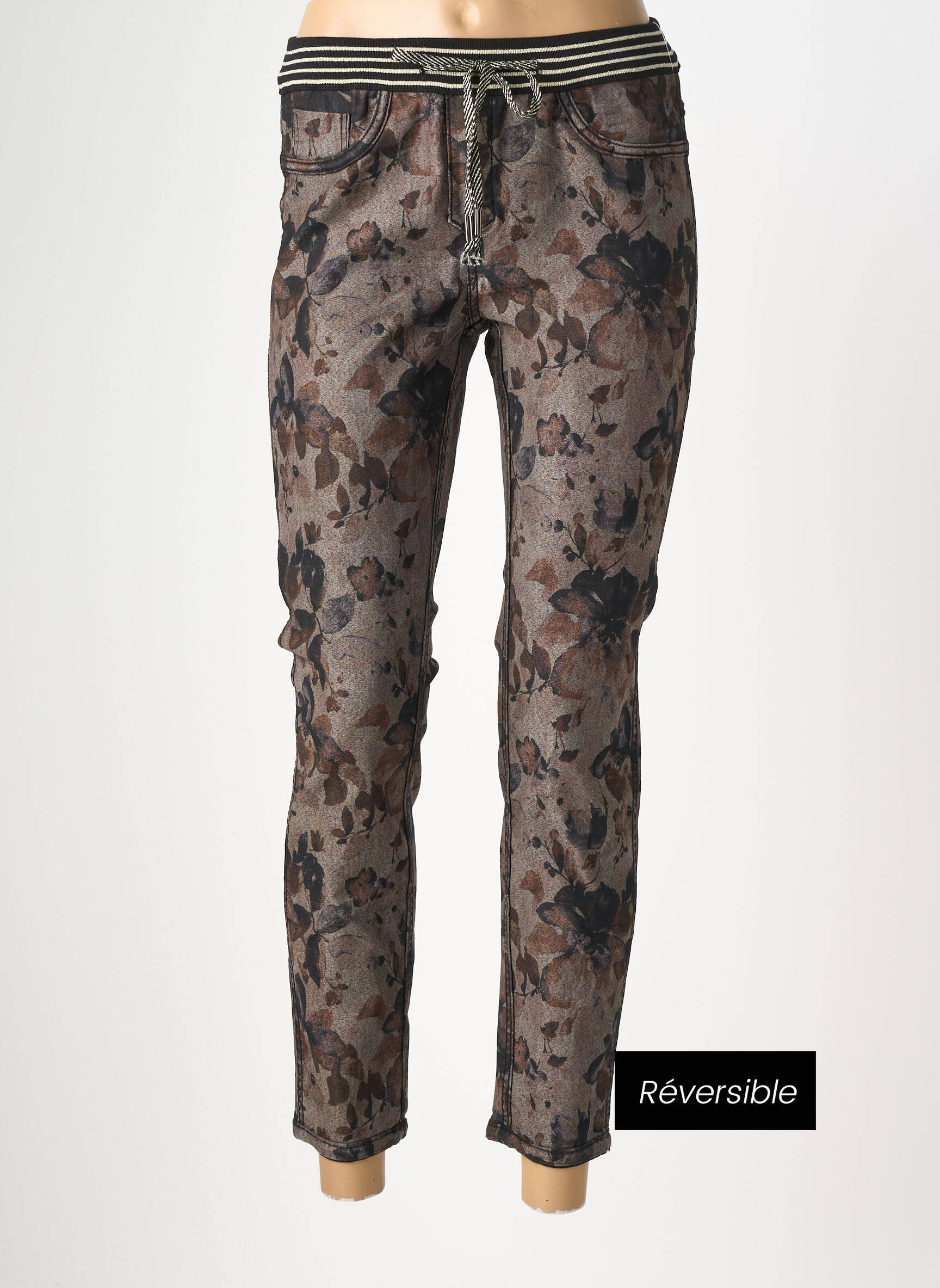Pantalon slim talie elastică mărime normală negru MAISON ONADO femeie