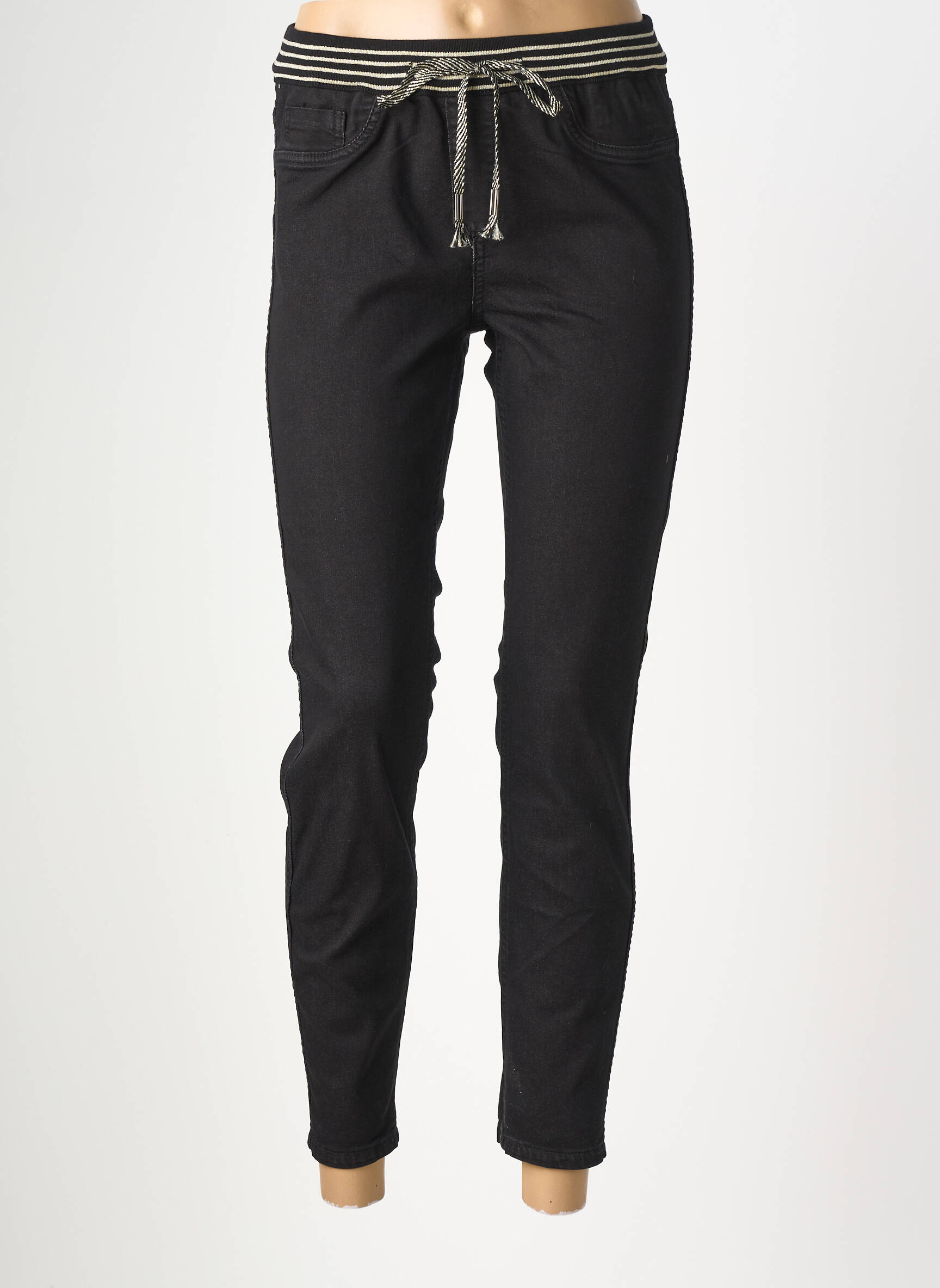 Pantalon slim talie elastică mărime normală negru MAISON ONADO femeie