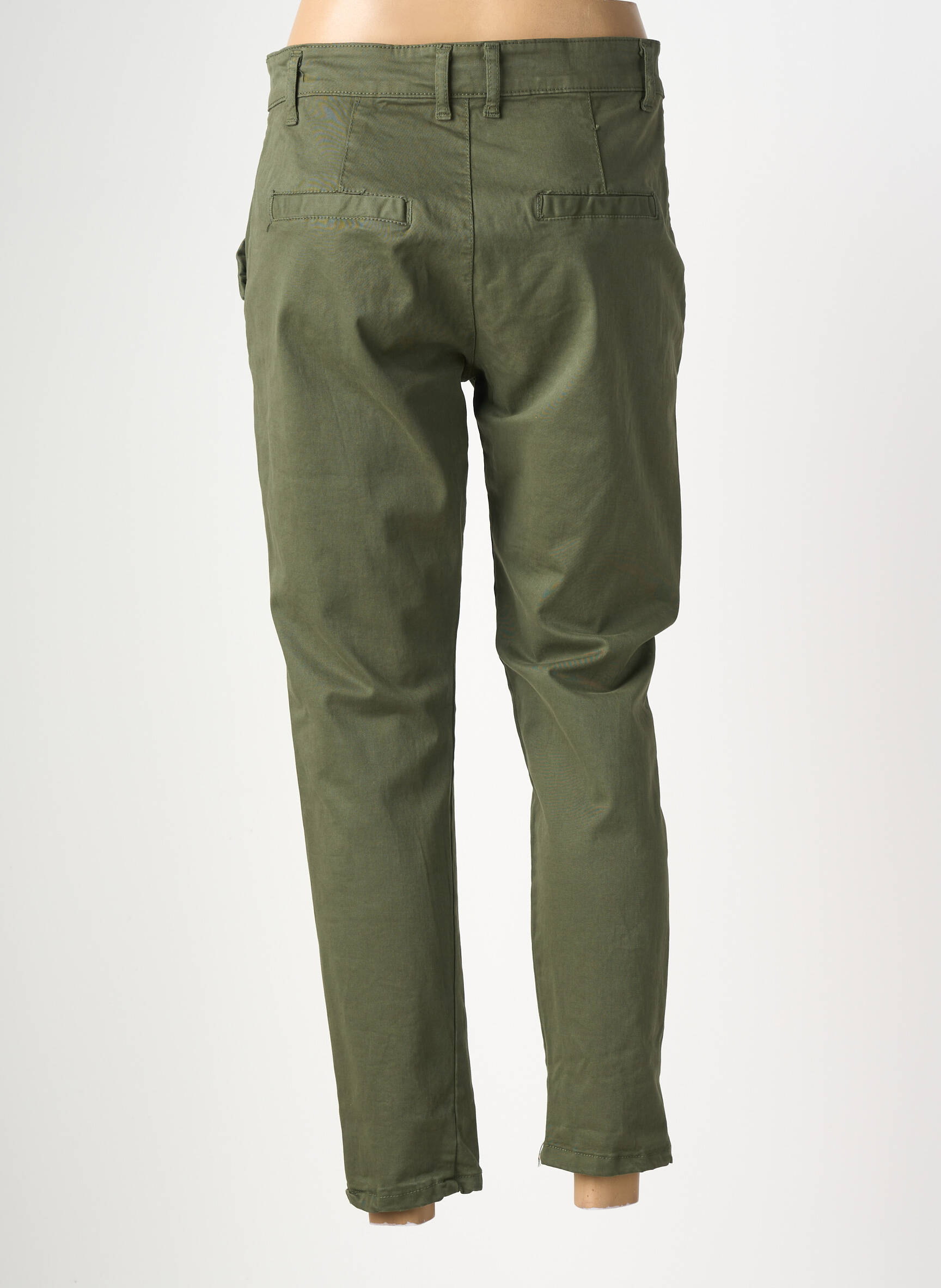 Pantalon chino închidere cu fermoar sub clapetă cu nasturi mărime normală verde MADE IN ITALY femeie