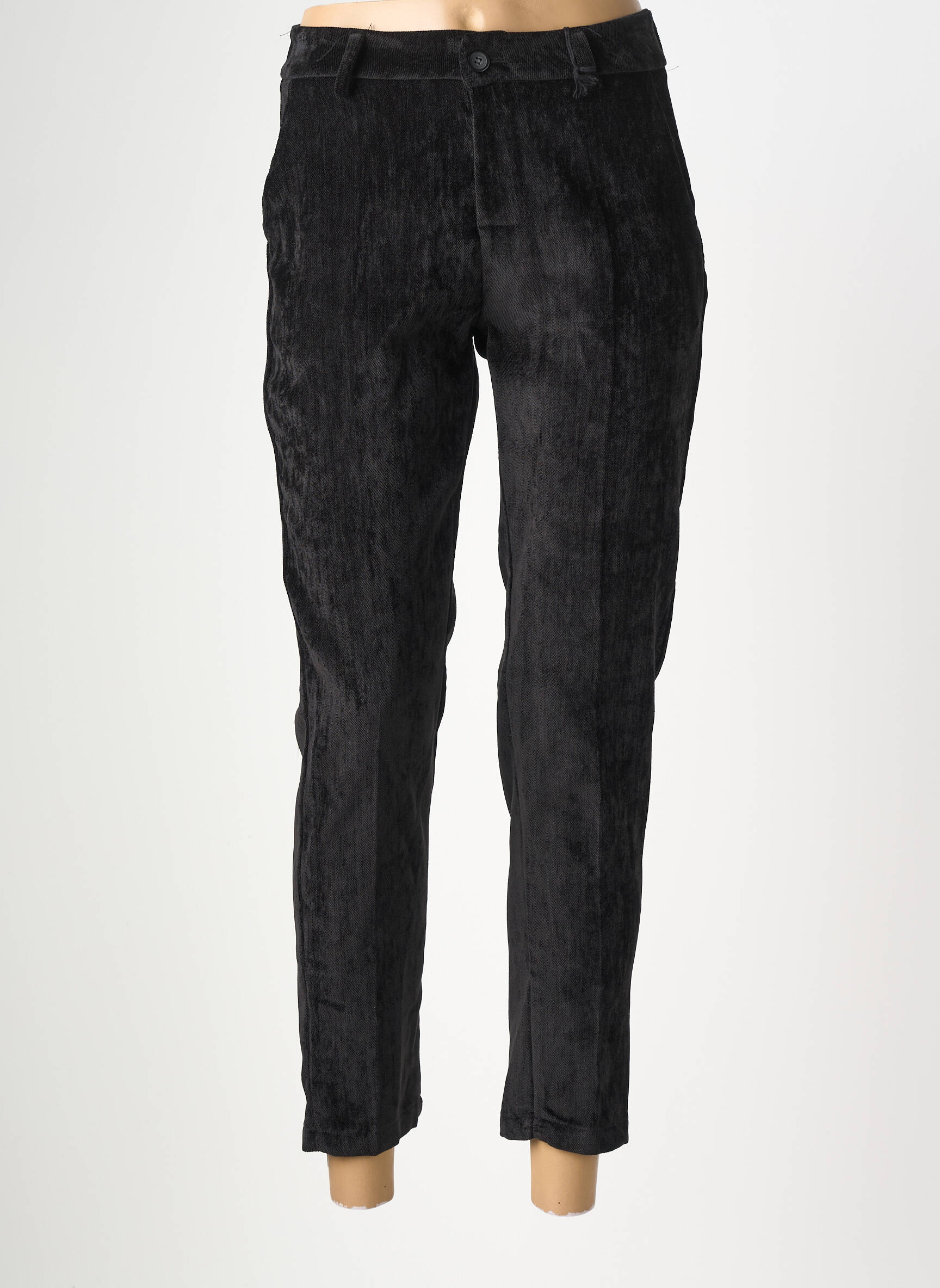 Pantalon chino închidere cu fermoar sub clapetă cu nasturi mărime normală negru NAIIF femeie