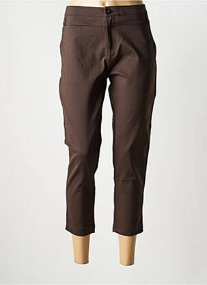 Pantalon 7/8 închidere cu fermoar sub clapetă cu nasturi mărime normală maro CHIC & JEUNE femeie