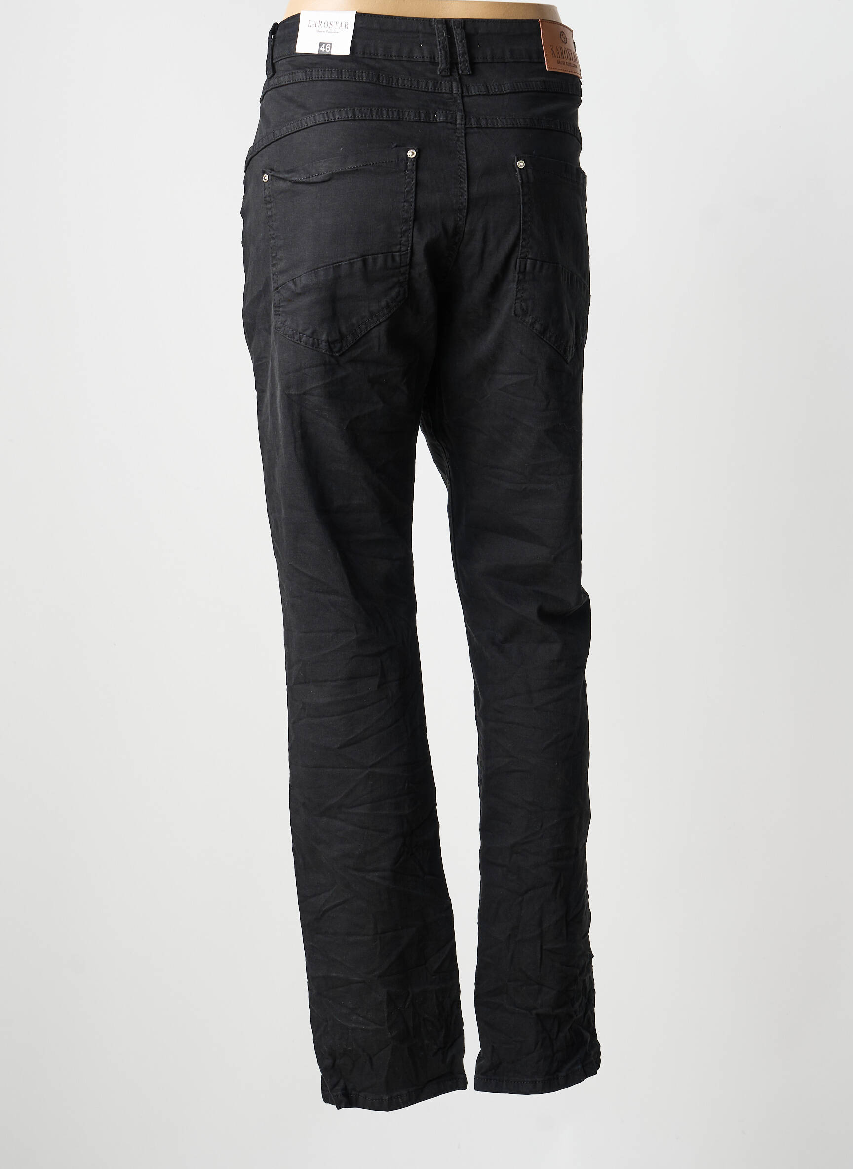 Pantalon drept talie înaltă talie înaltă negru KAROSTAR femeie