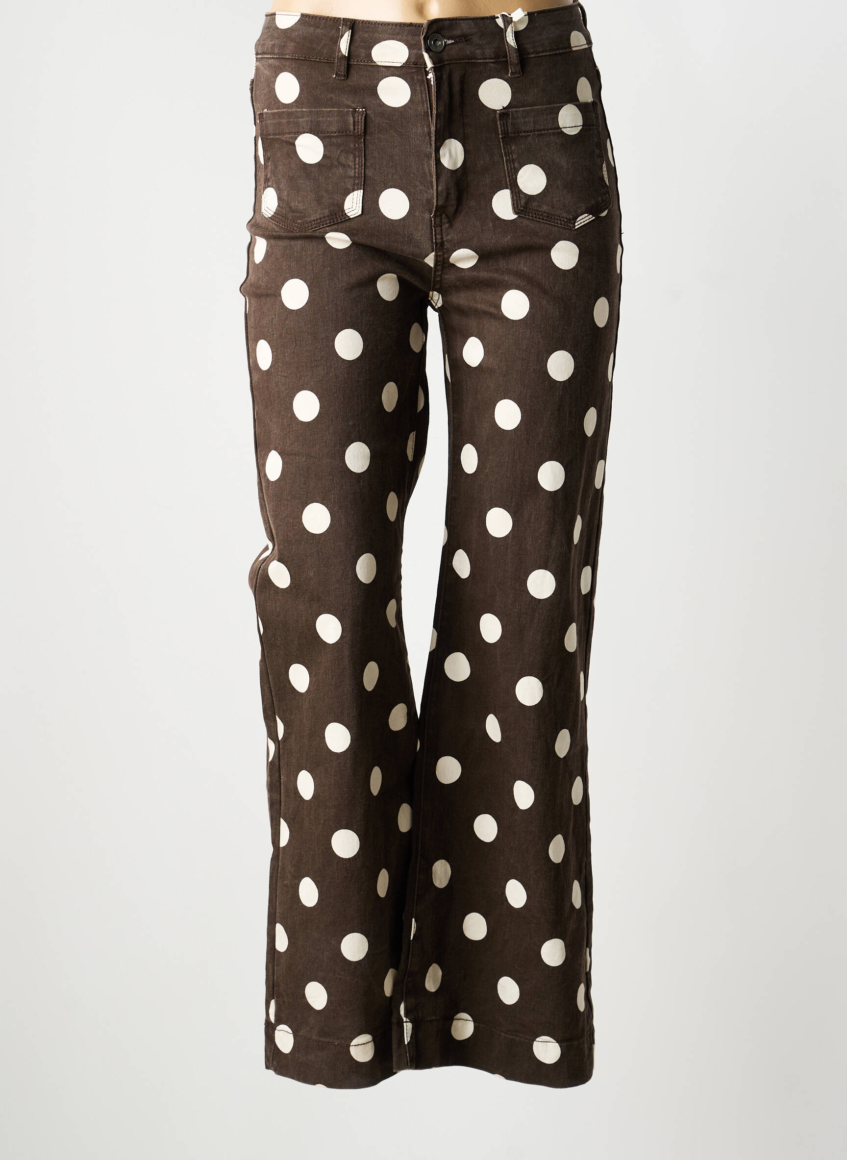 Pantalon drept elasticitate talie înaltă maro MAISON ONADO femeie