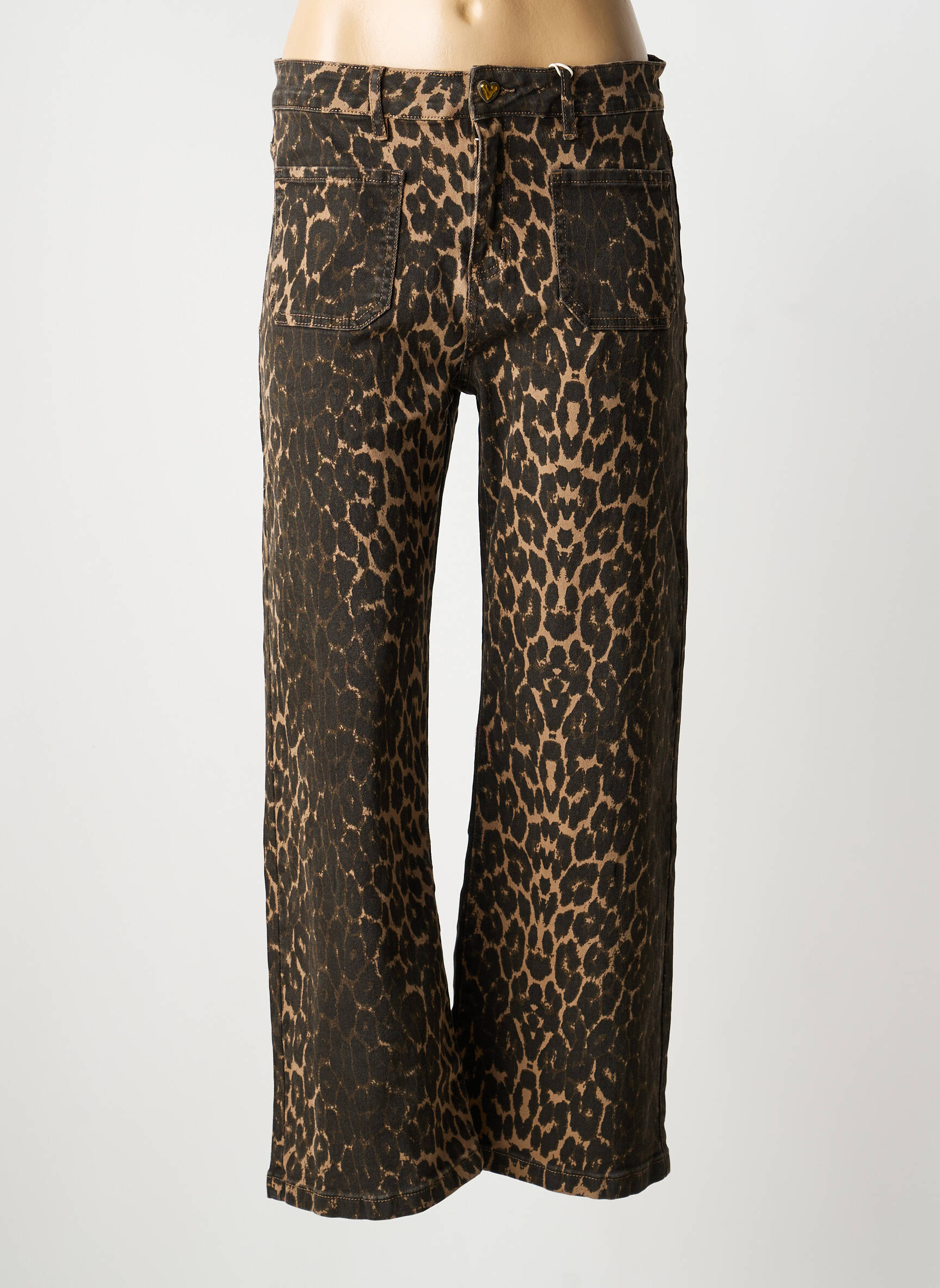 Pantalon 7/8 talie înaltă talie înaltă maro MAISON ONADO femeie