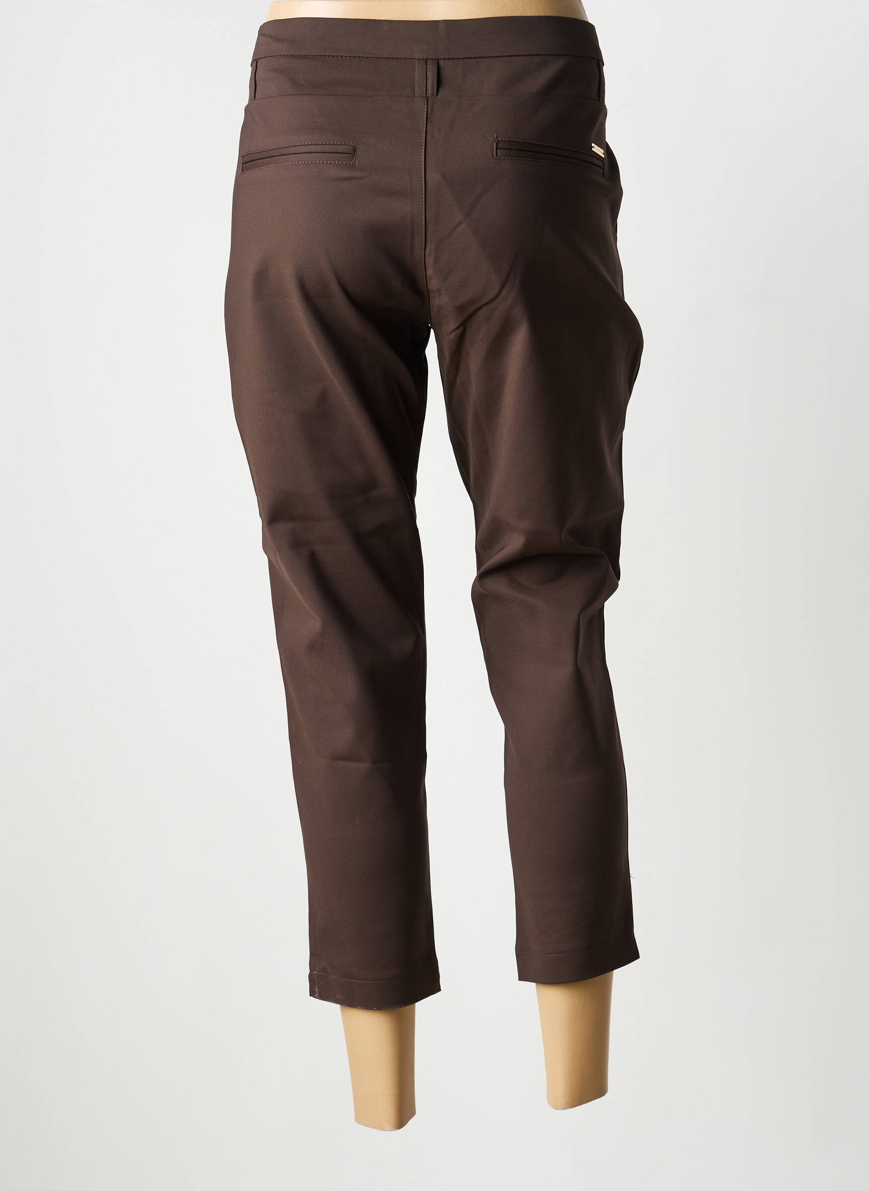 Pantalon 7/8 închidere cu fermoar sub clapetă cu nasturi mărime normală maro CHIC & JEUNE femeie