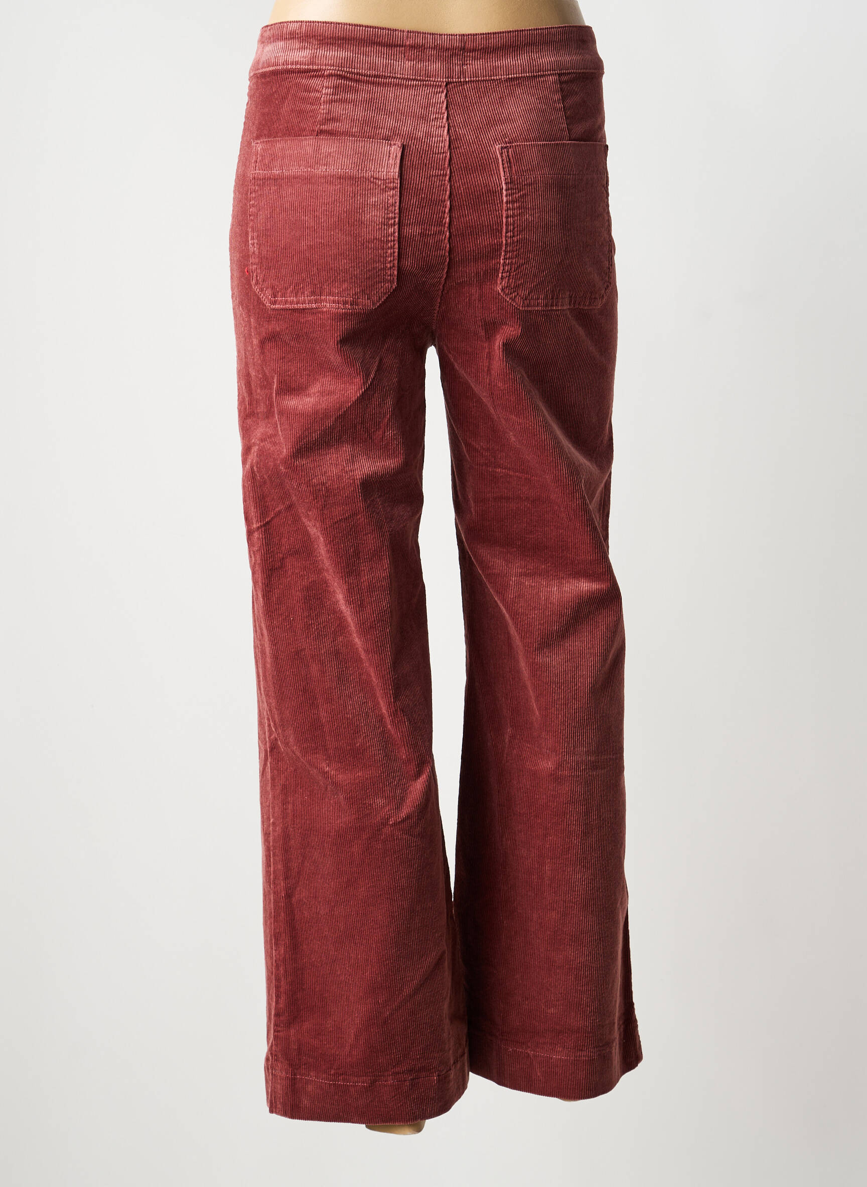 Pantalon evazat țesătură catifea talie înaltă maro ORAIJE femeie