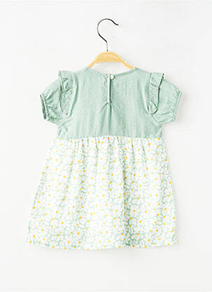Rochie scurtă țesătură poplin mâneci scurte verde P'TIT MÔME fată