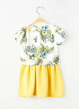 Rochie scurtă țesătură poplin mâneci scurte galben P'TIT MÔME fată