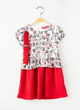 Rochie scurtă țesătură poplin mâneci scurte roșu P'TIT MÔME fată