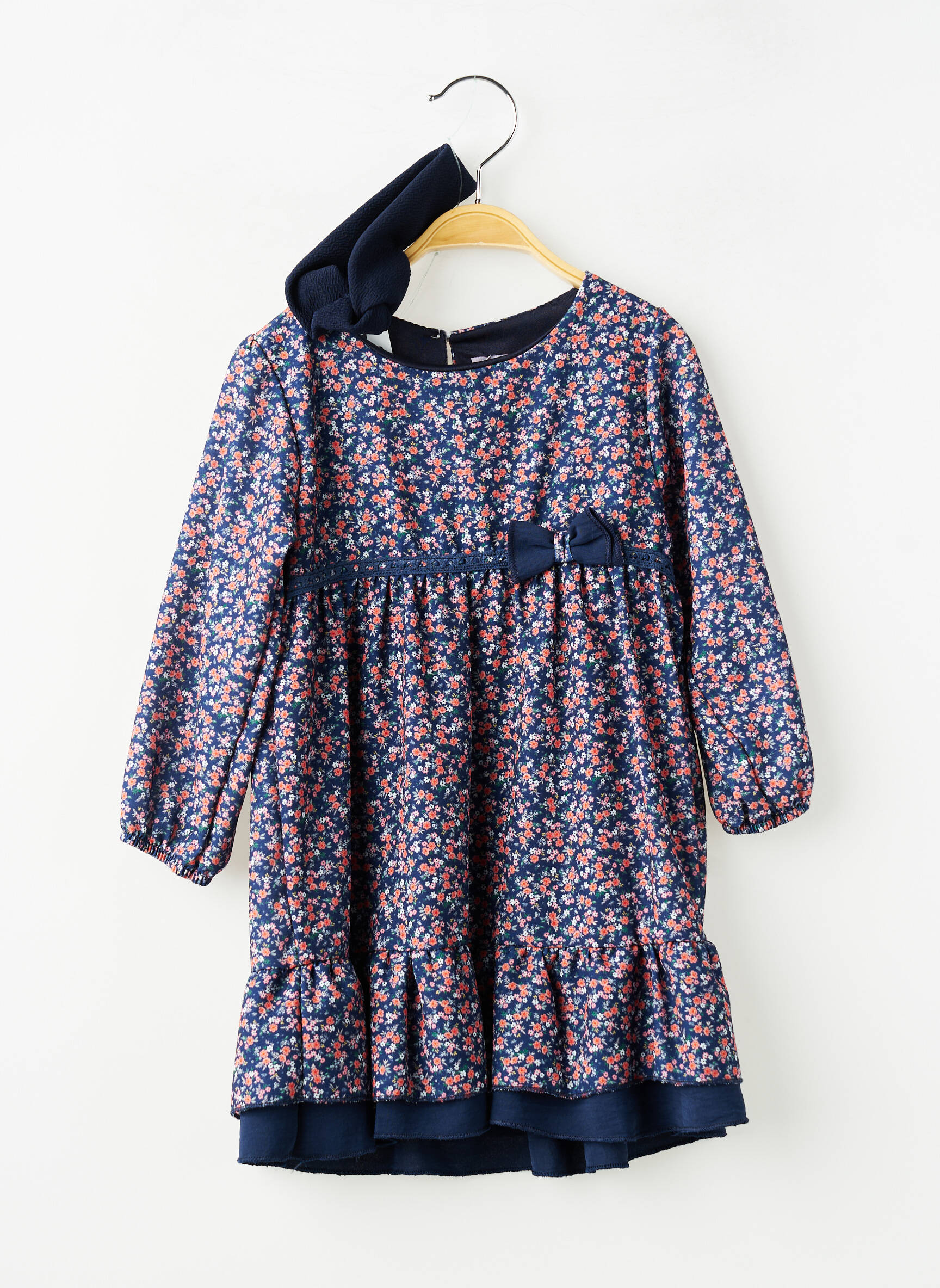 Rochie scurtă mâneci lungi mâneci lungi albastru P'TIT MÔME fată