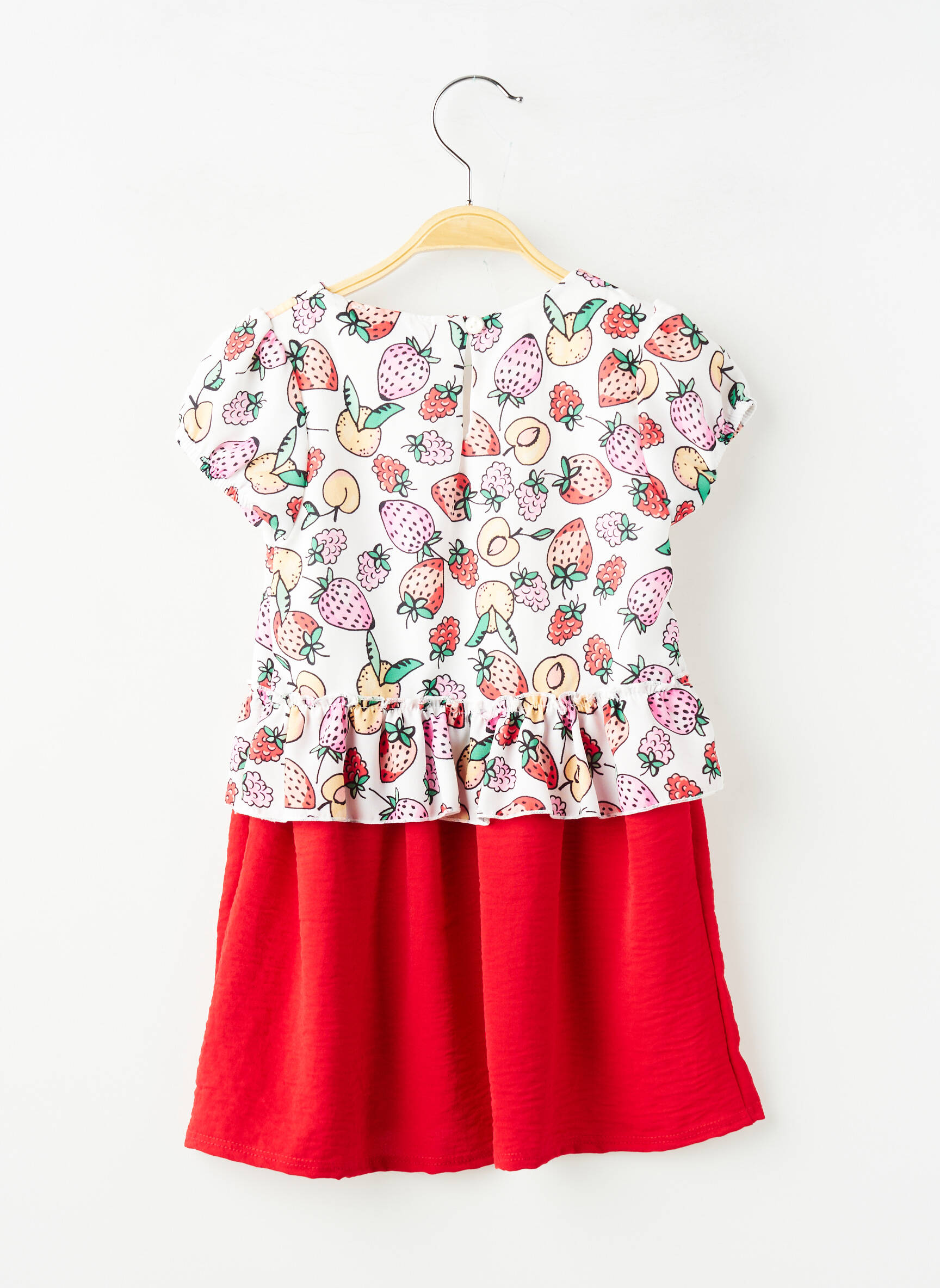 Rochie scurtă țesătură poplin mâneci scurte roșu P'TIT MÔME fată