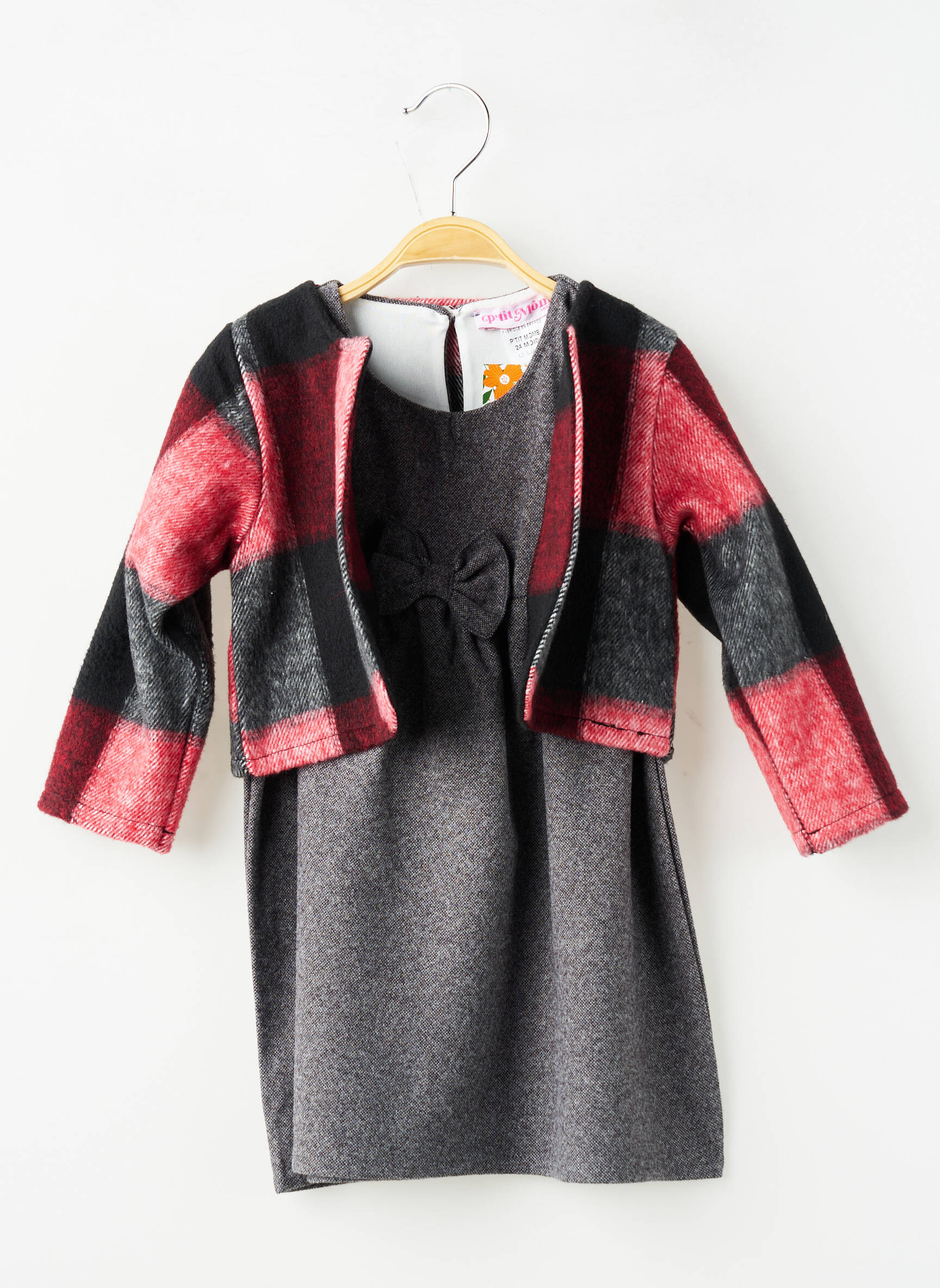 Set rochie mâneci lungi gri P'TIT MÔME fată
