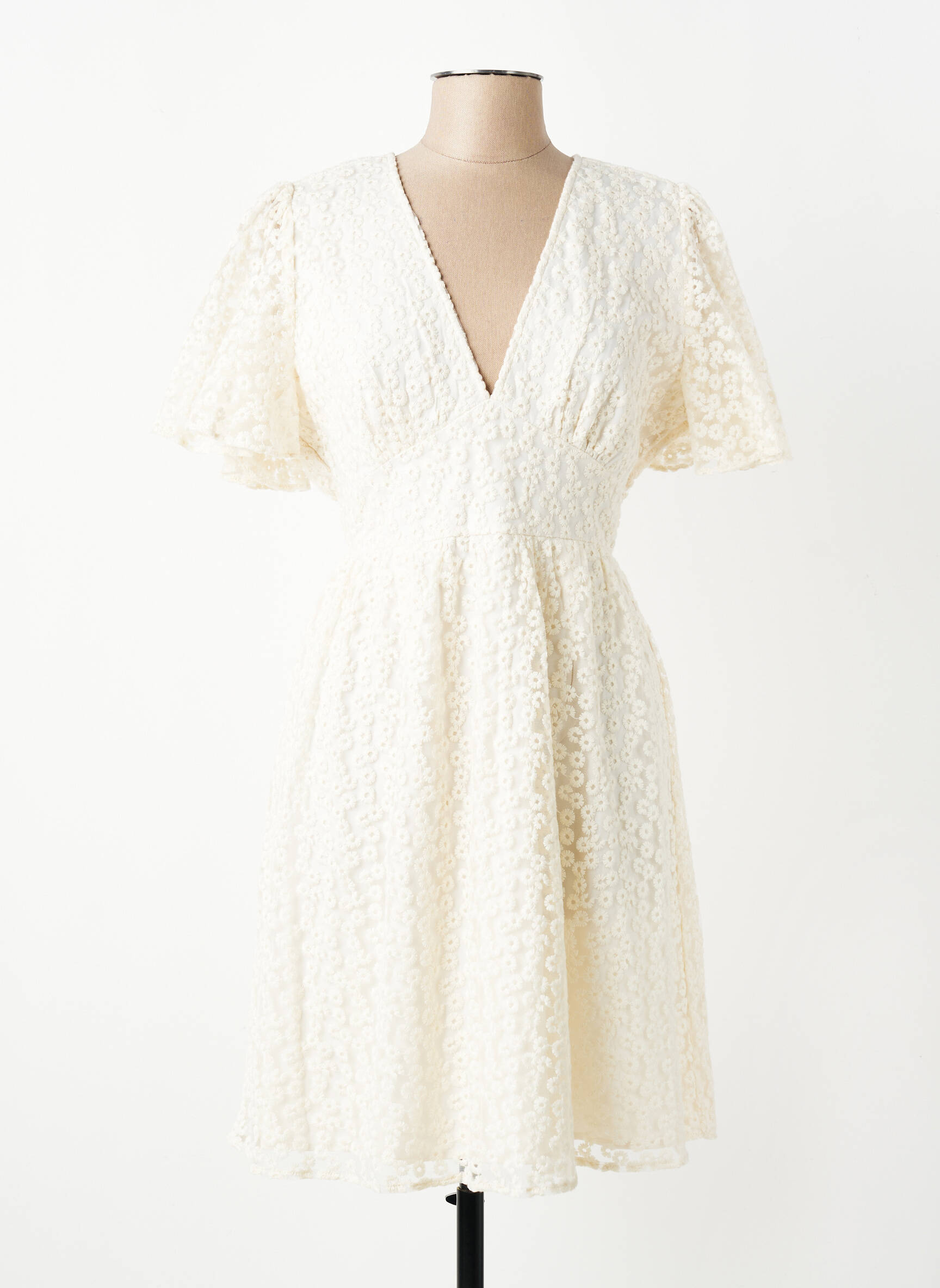 Rochie midi mâneci scurte mâneci scurte bej IKOONE&BIANKA femeie