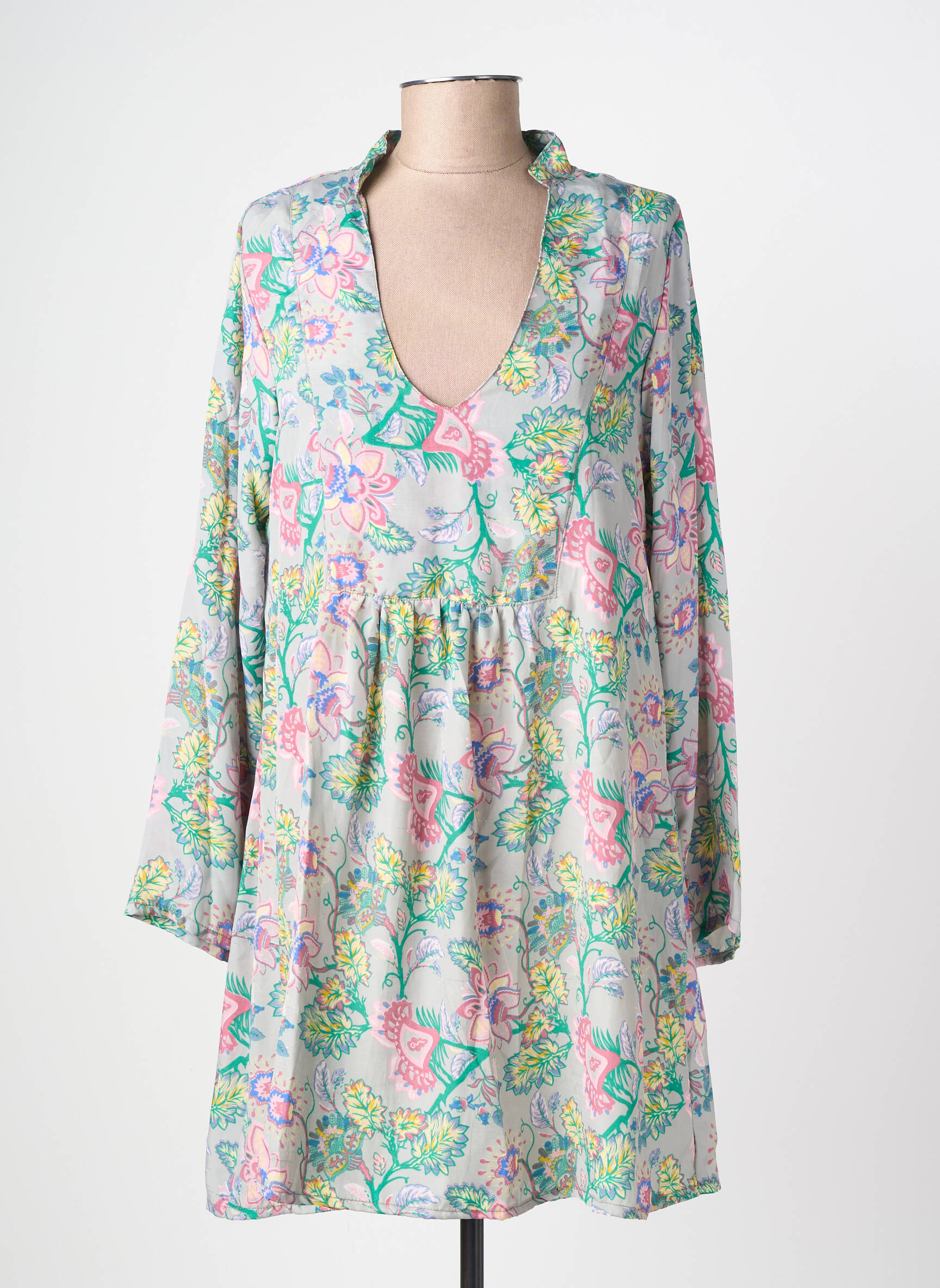 Rochie midi imprimeu fantezie mâneci lungi gri SINOE BY BAMBOO'S femeie