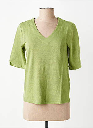 Tricou guler în v mâneci scurte verde YERSE femeie