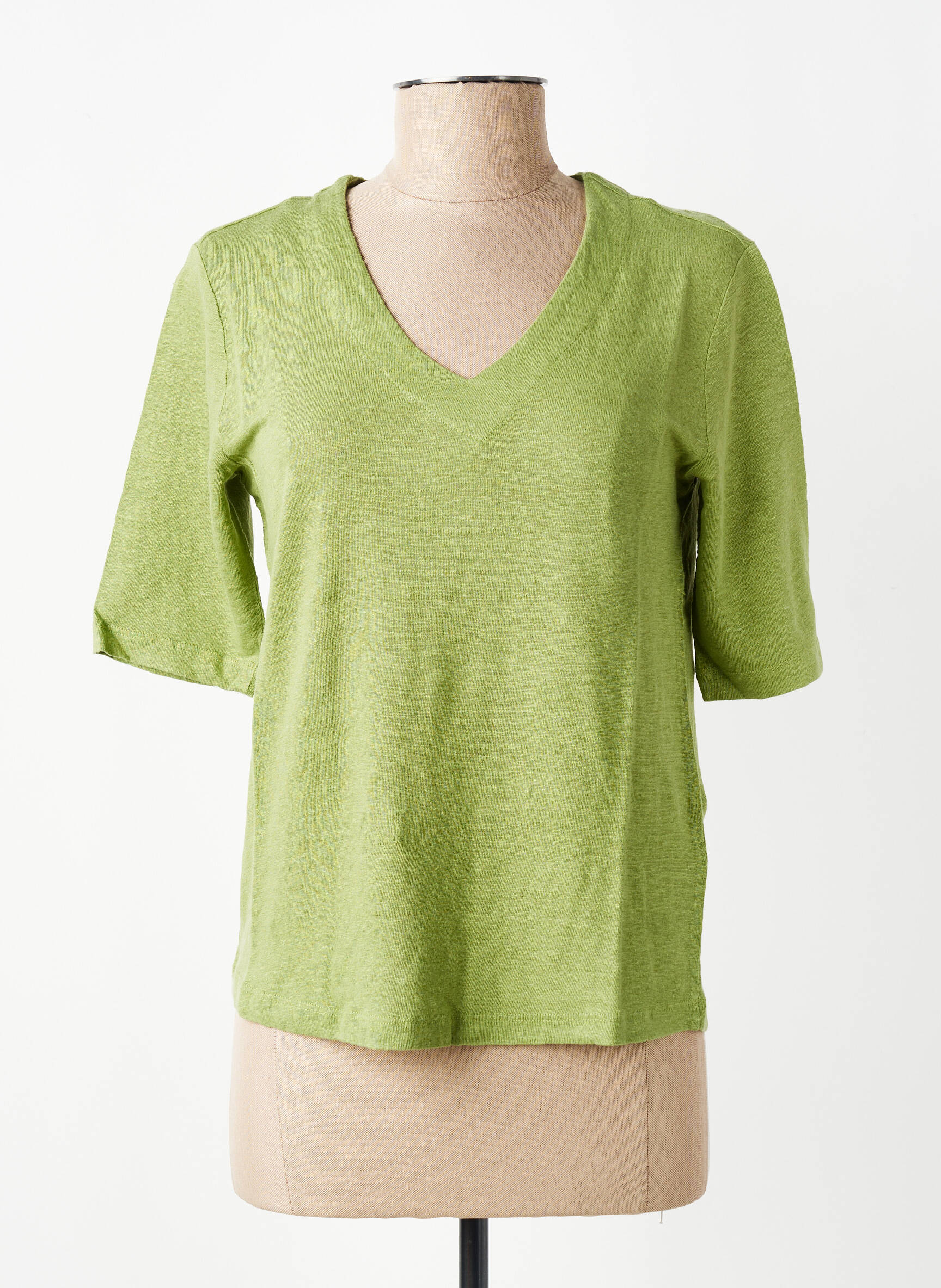 Tricou guler în v mâneci scurte verde YERSE femeie