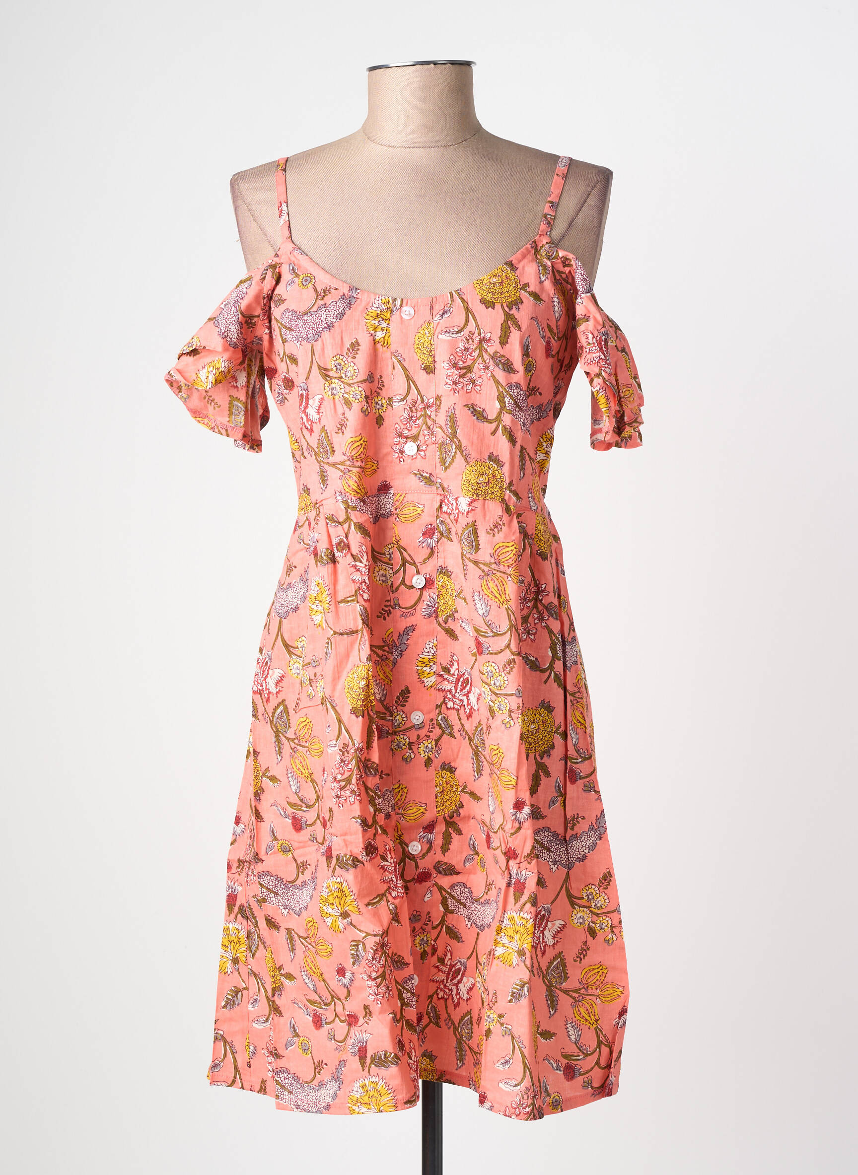 Rochie scurtă mâneci scurte mâneci scurte portocalie SINOE BY BAMBOO'S femeie