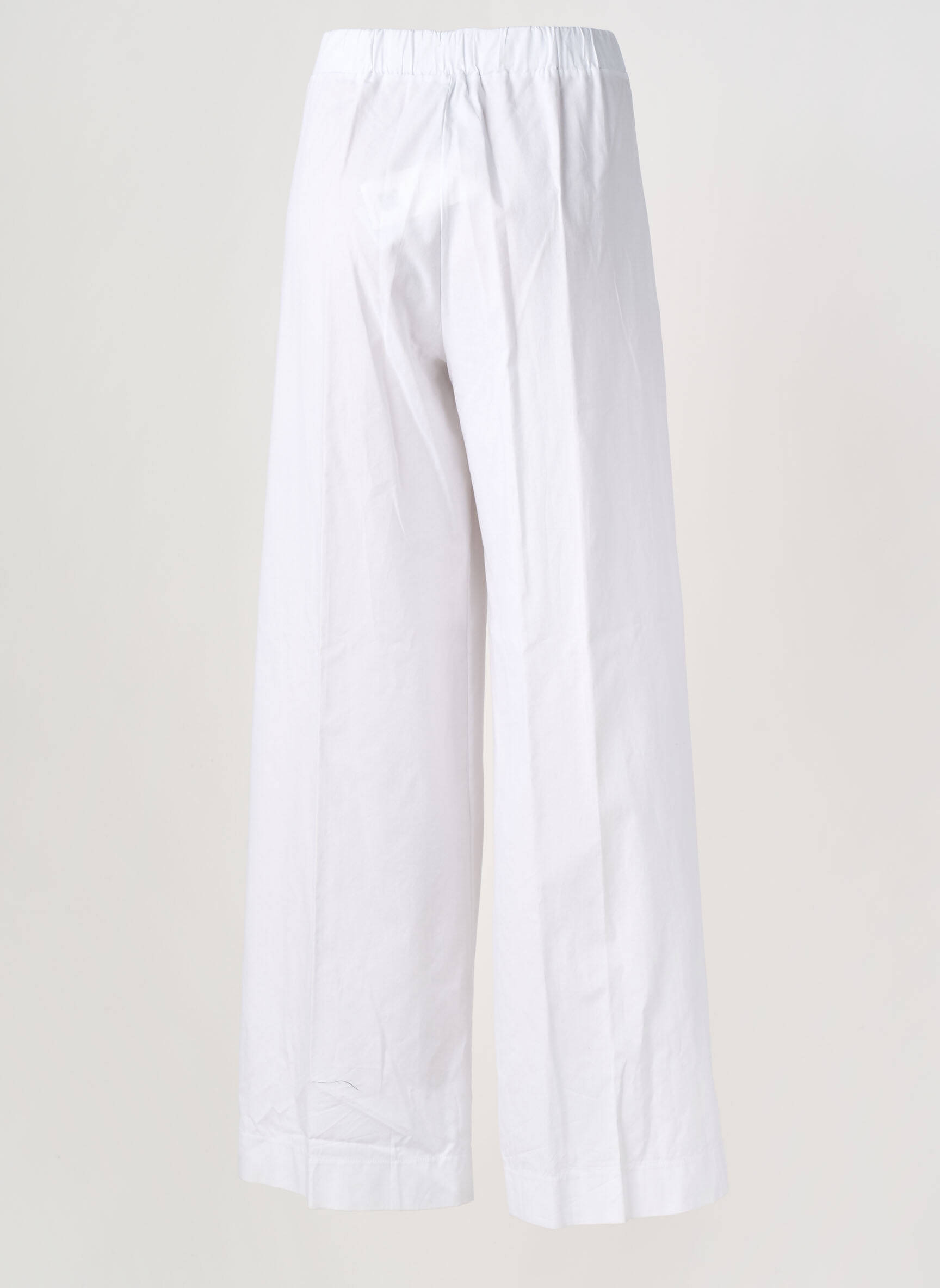Pantalon larg țesătură poplin talie înaltă alb MARIA BELLENTANI femeie