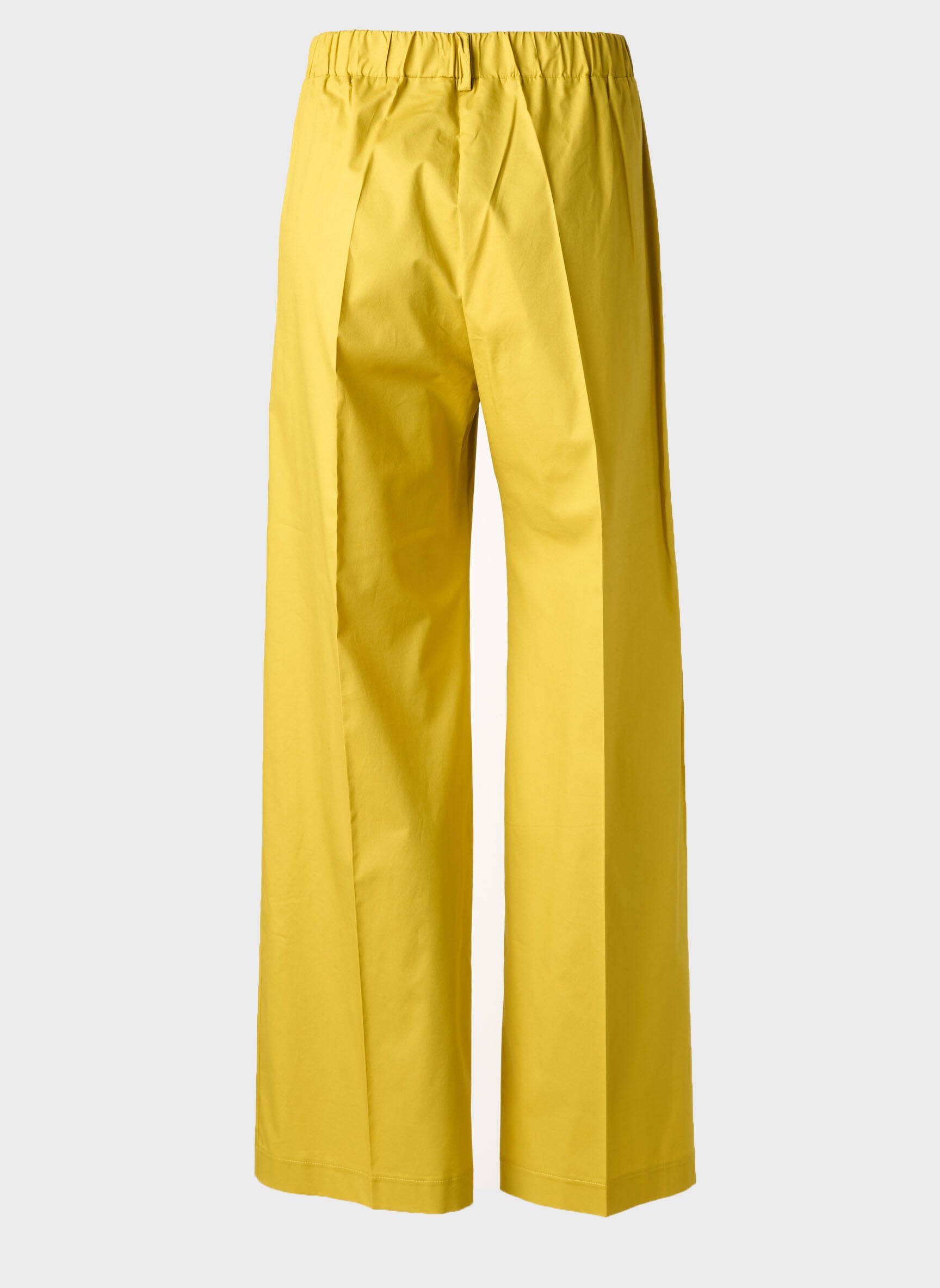 Pantalon larg țesătură poplin talie înaltă verde MARIA BELLENTANI femeie