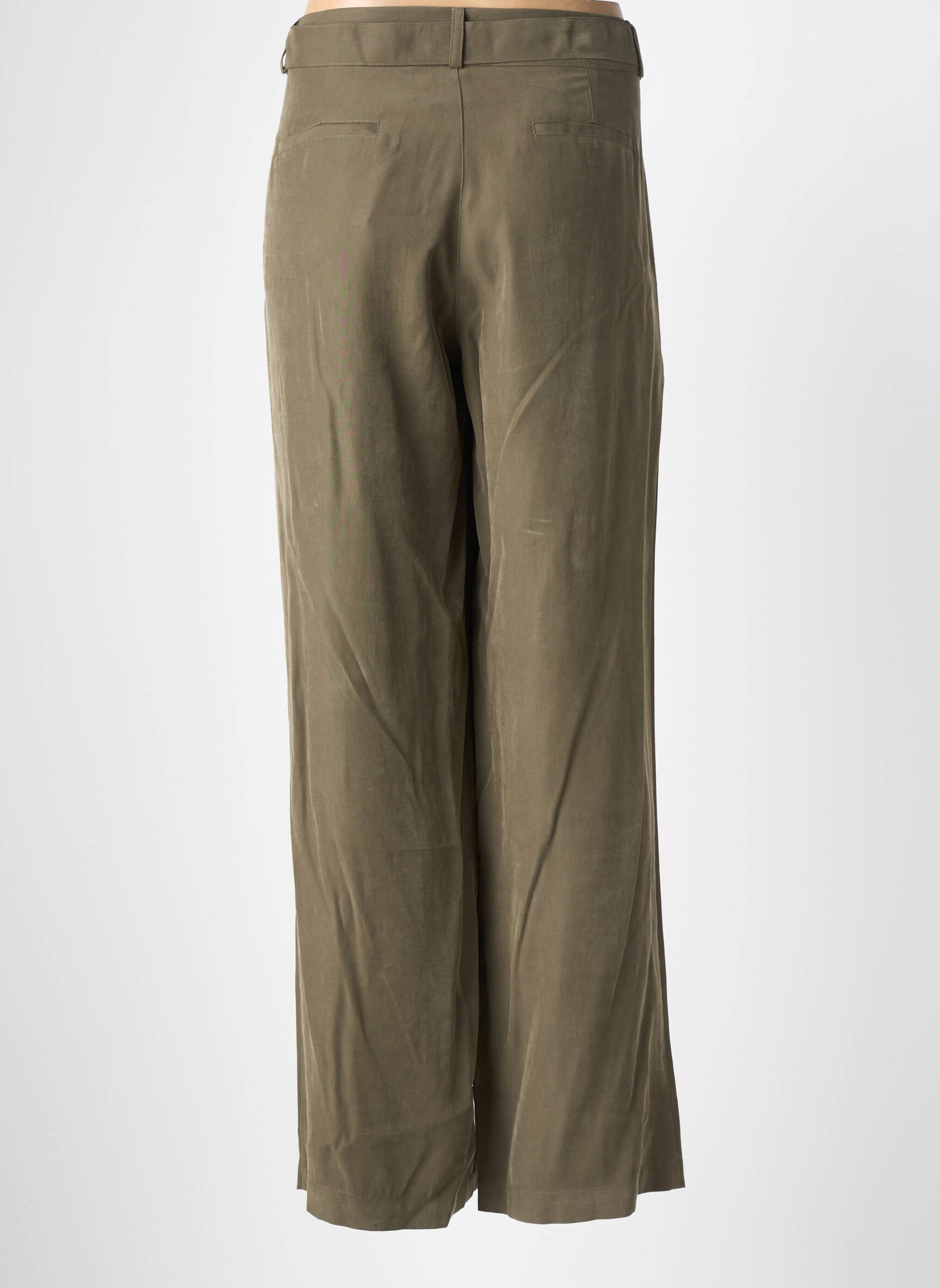 Pantalon larg închidere cu fermoar sub clapetă cu nasturi mărime normală verde LE PETIT BAIGNEUR femeie