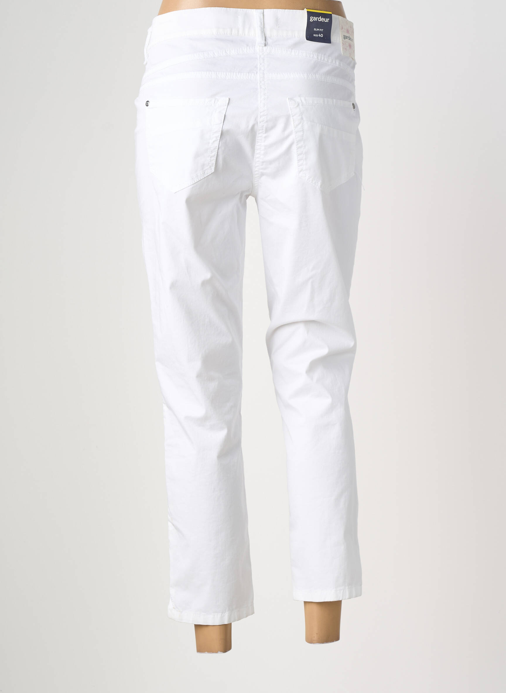Pantalon 7/8 țesătură poplin mărime normală alb GARDEUR femeie