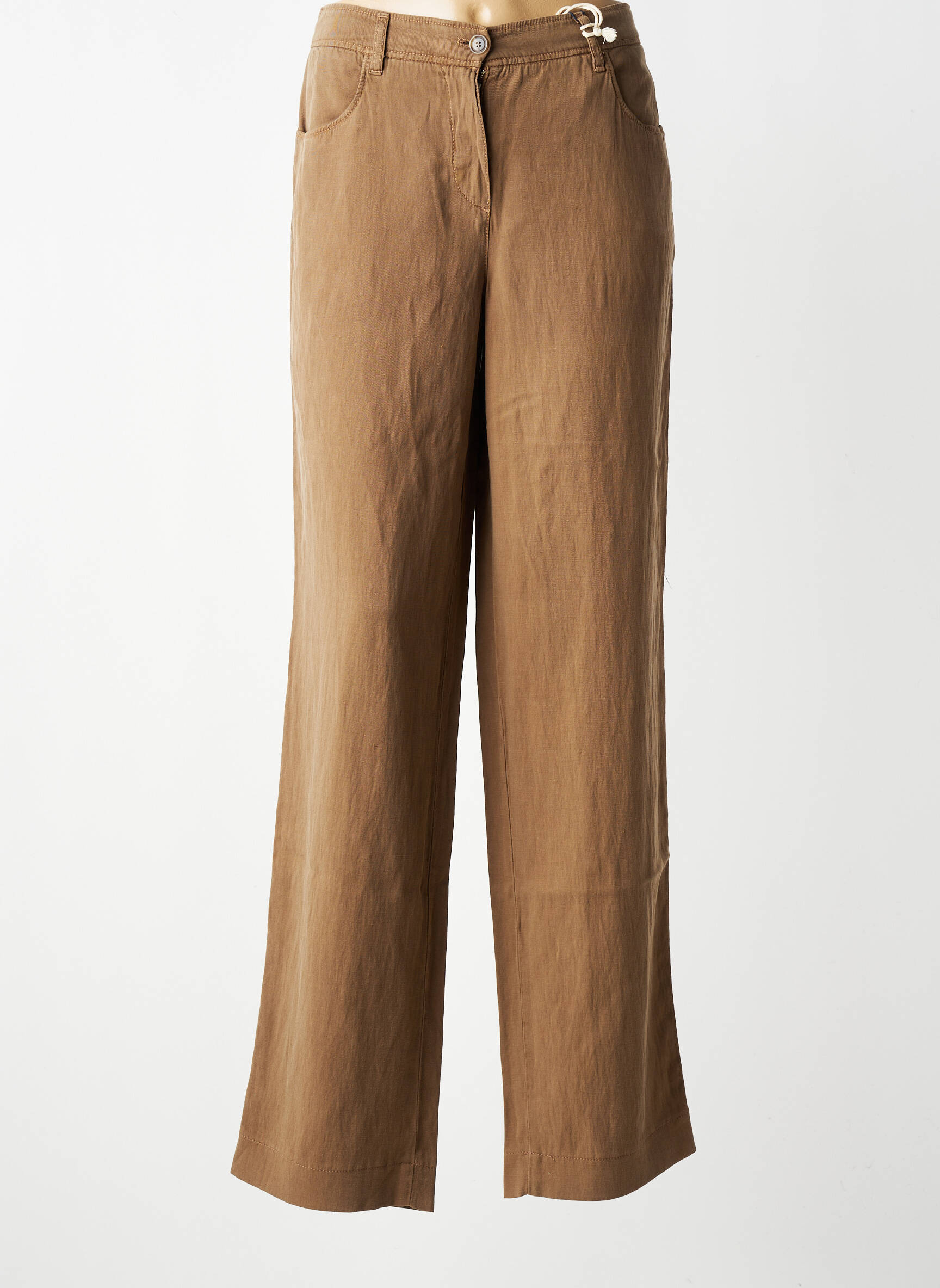 Pantalon drept țesătură crep mărime normală maro GARDEUR femeie