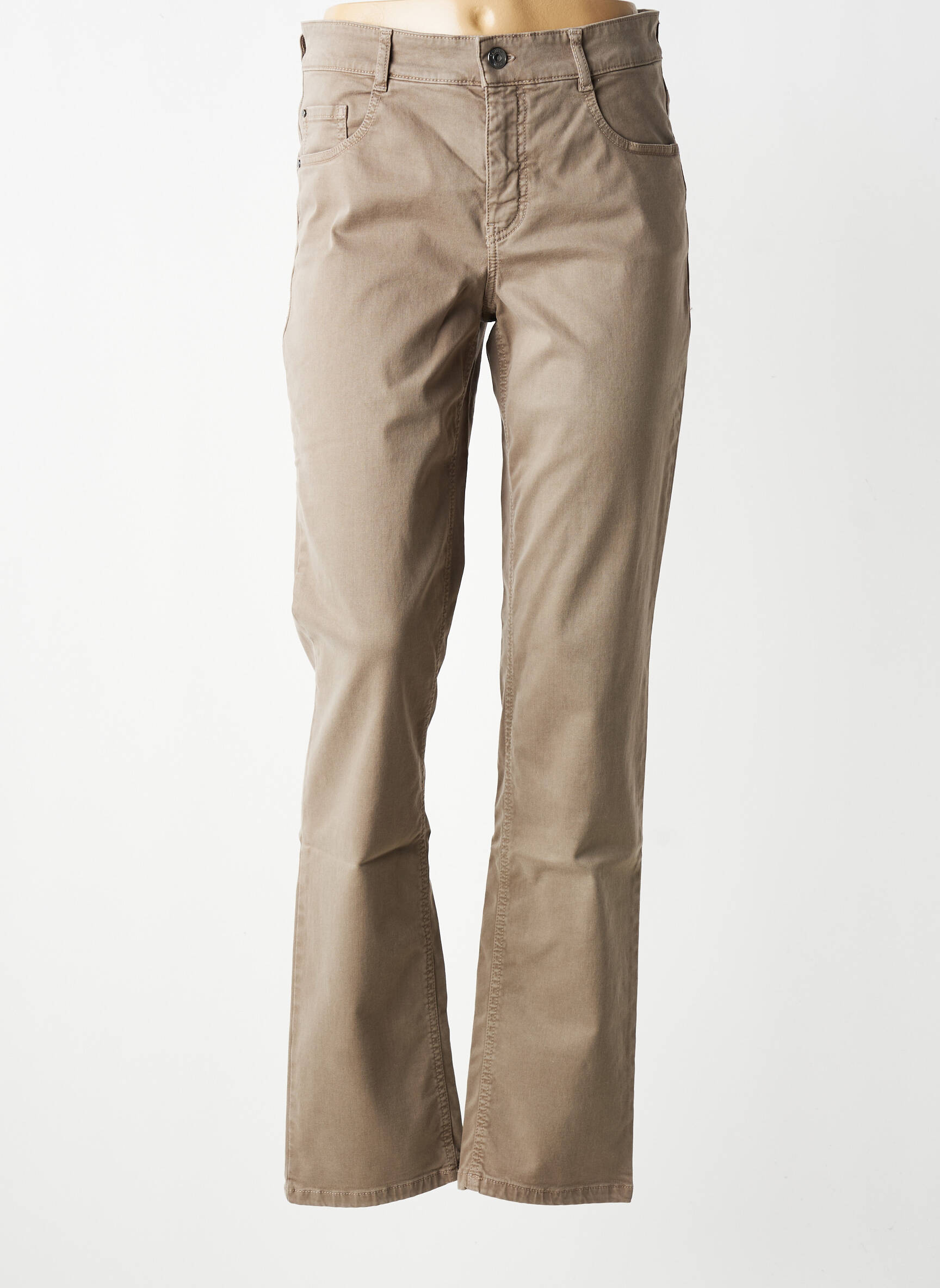 Pantalon slim țesătură poplin mărime normală maro GARDEUR femeie