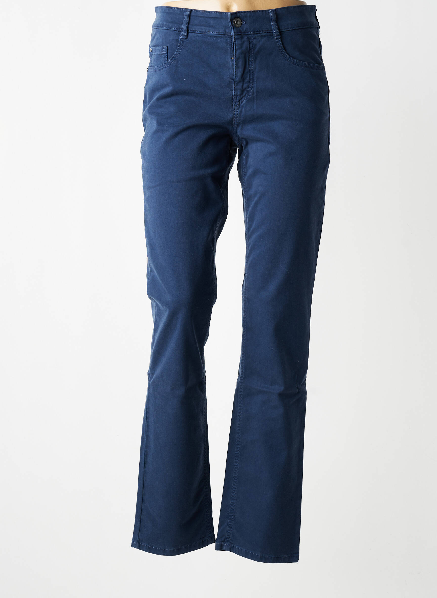 Pantalon slim țesătură poplin mărime normală albastru GARDEUR femeie