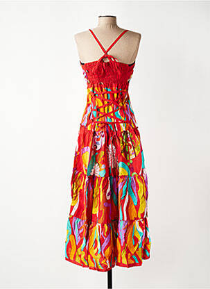 Rochie lungă imprimeu floral bretele subțiri roșu BAMBOO'S femeie