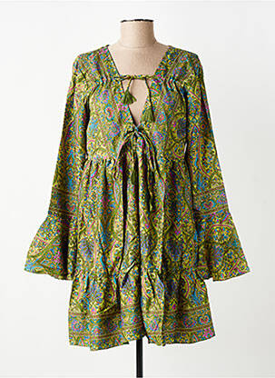 Rochie scurtă croială evazată mâneci lungi verde SINOE BY BAMBOO'S femeie