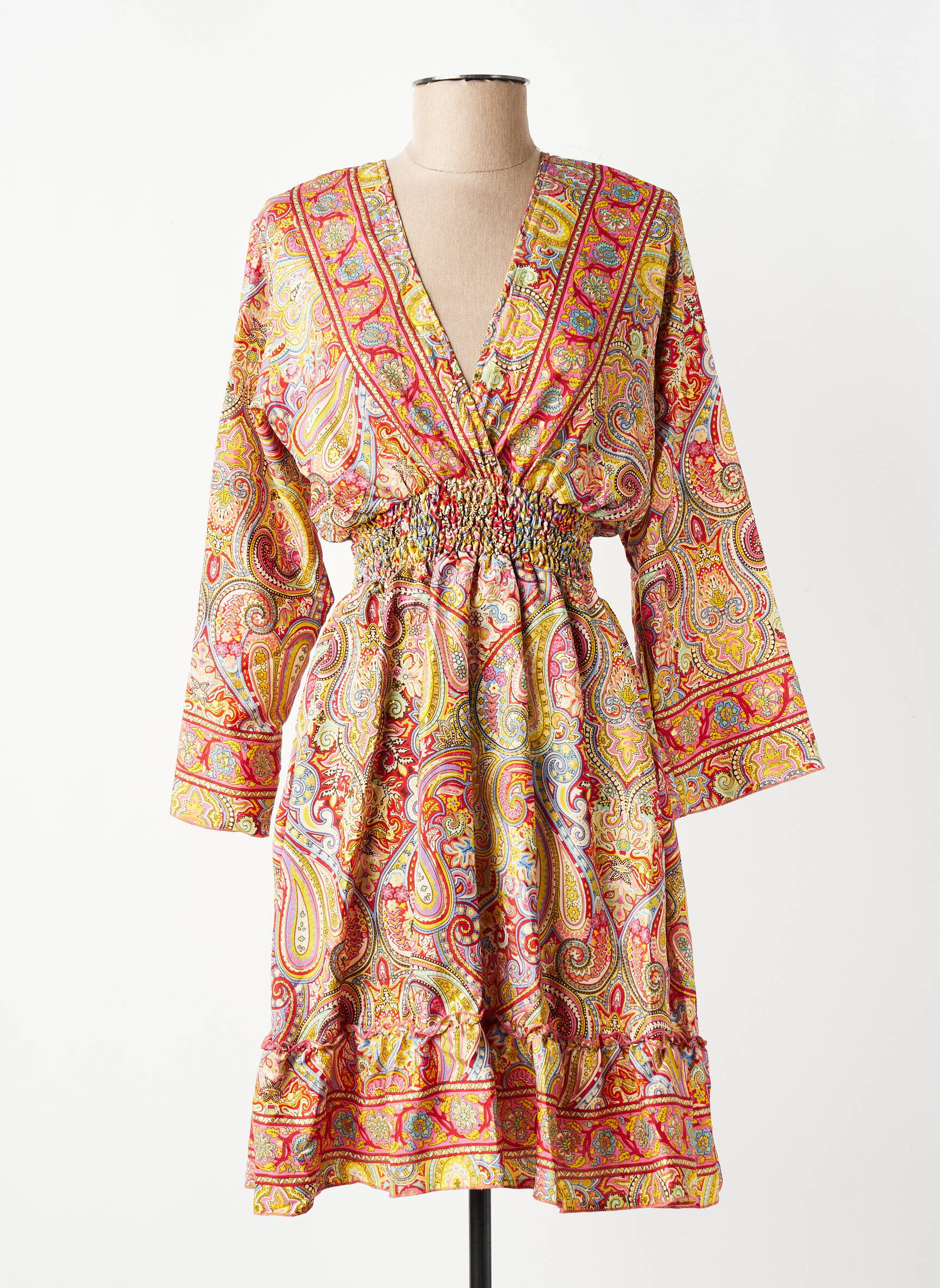 Rochie midi țesătură crep mâneci lungi galben SINOE BY BAMBOO'S femeie