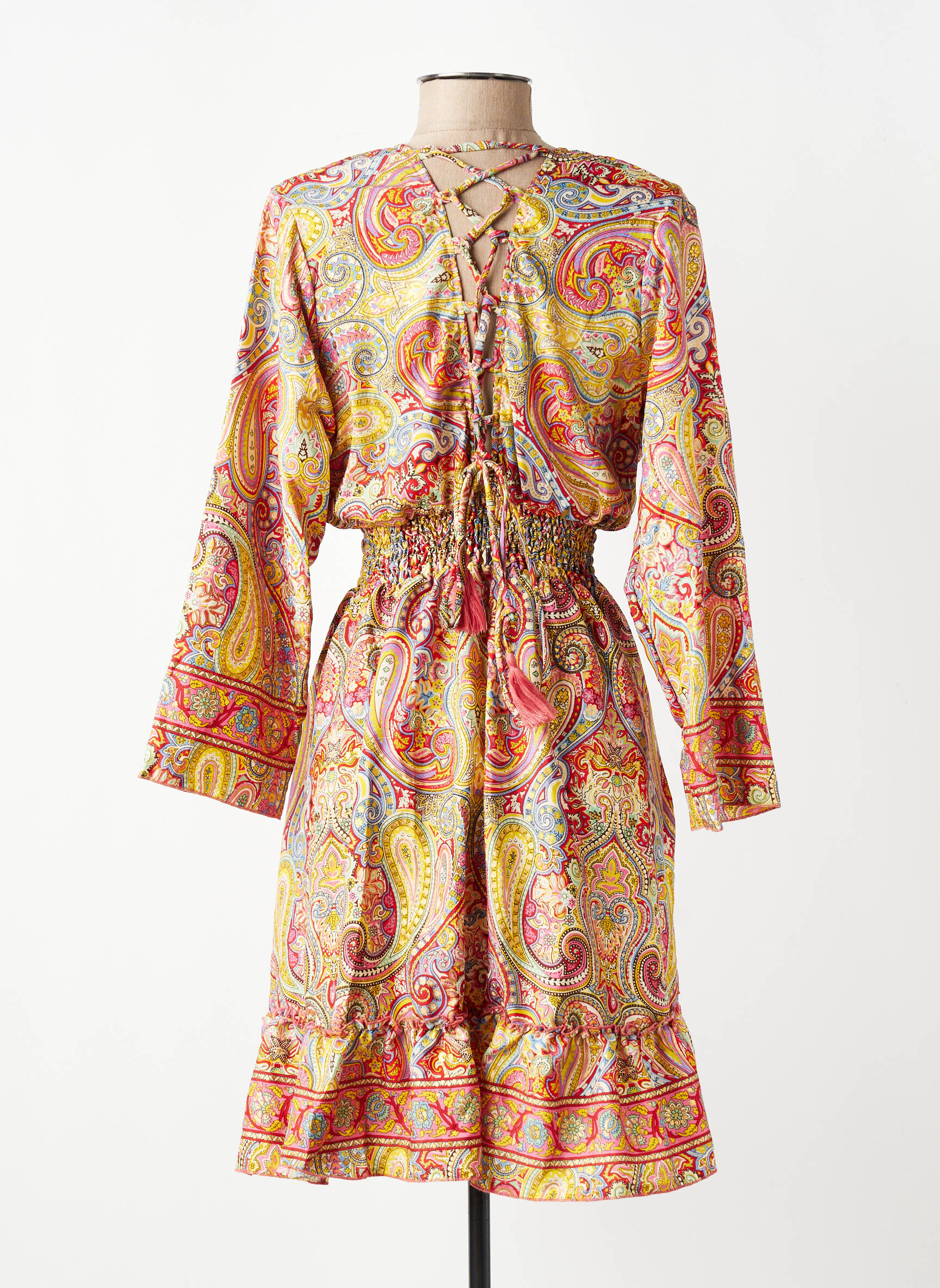 Rochie midi țesătură crep mâneci lungi galben SINOE BY BAMBOO'S femeie