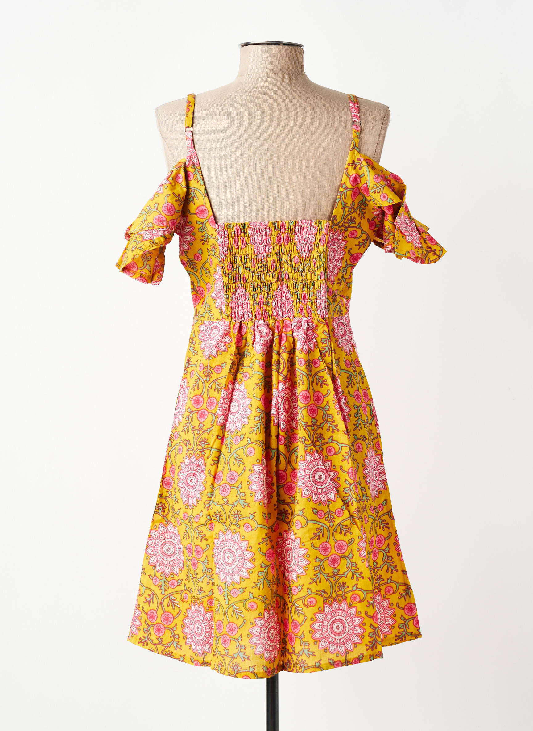 Rochie scurtă imprimeu floral bretele subțiri galben SINOE BY BAMBOO'S femeie