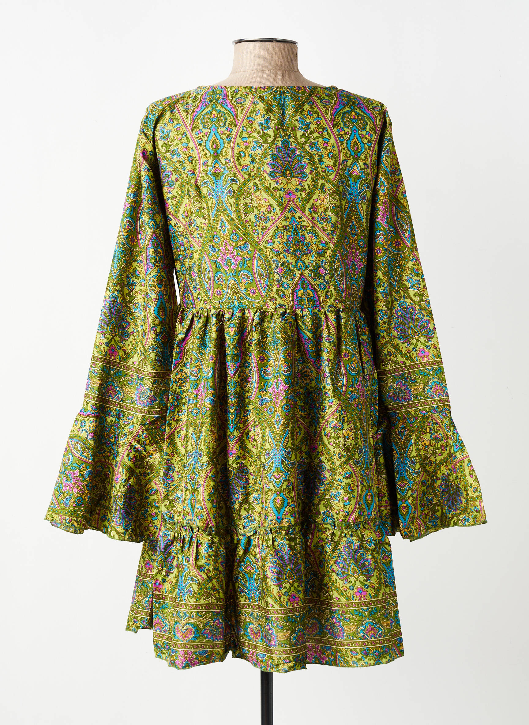 Rochie scurtă croială evazată mâneci lungi verde SINOE BY BAMBOO'S femeie