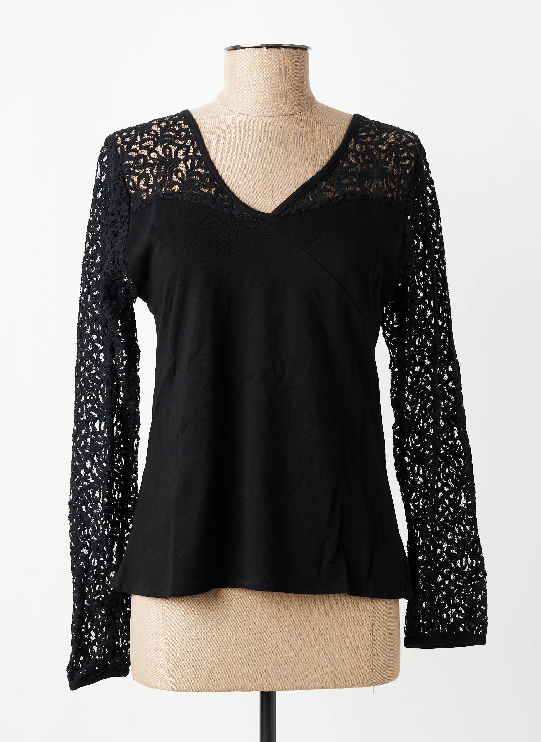 Top elasticitate mâneci lungi negru BAMBOO'S femeie