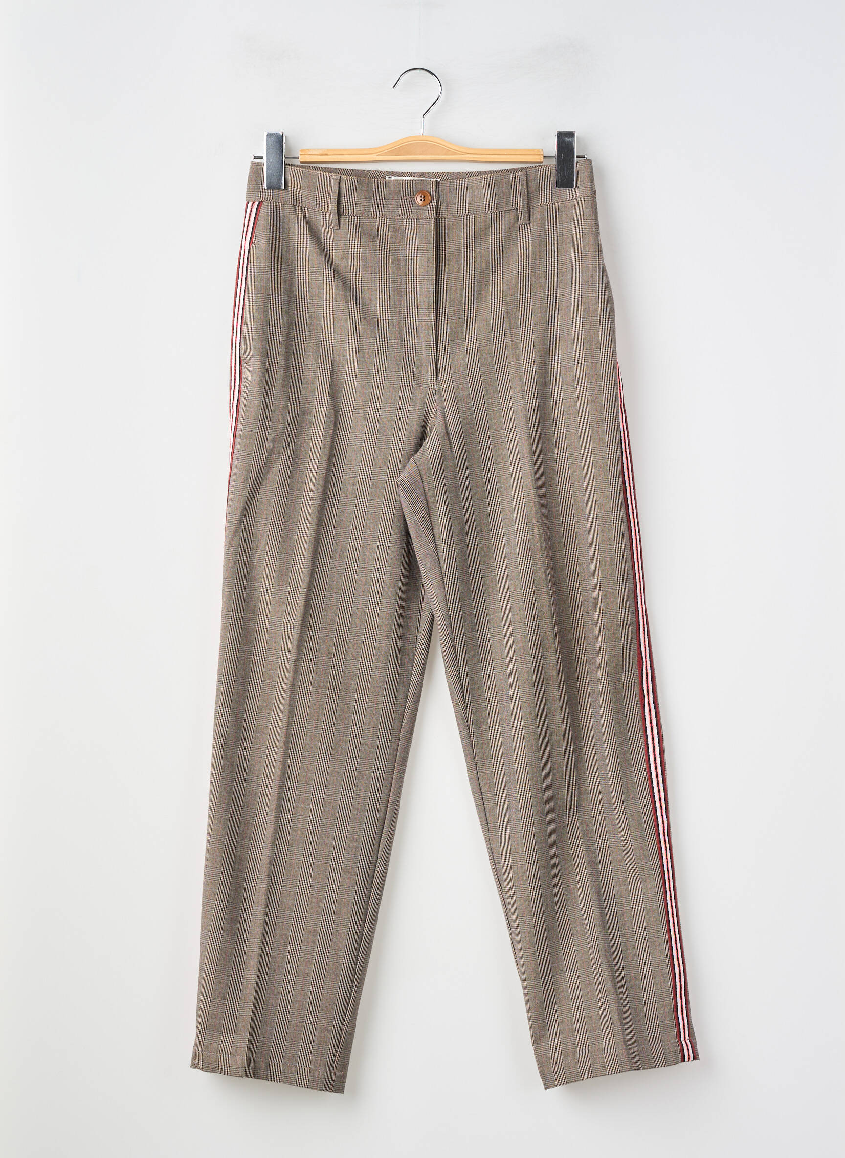 Pantalon chino broderie galoni laterali mărime normală maro ESSENTIEL ANTWERP femeie