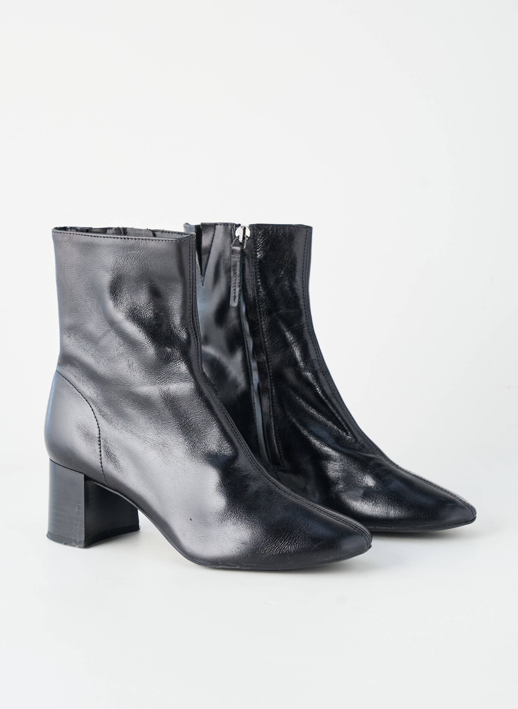 Botine/ghete material neted toc de 4 la 6 cm negru MANGO femeie