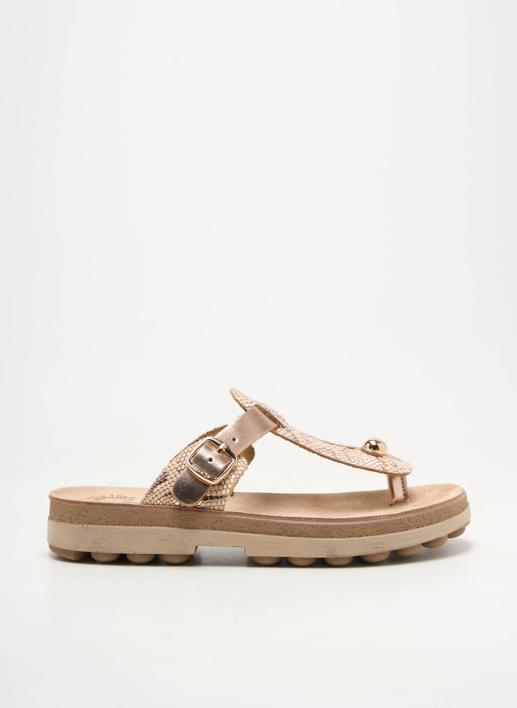 Șlapi vârf deschis toc plat până la 3 cm bej FANTASY SANDALS femeie