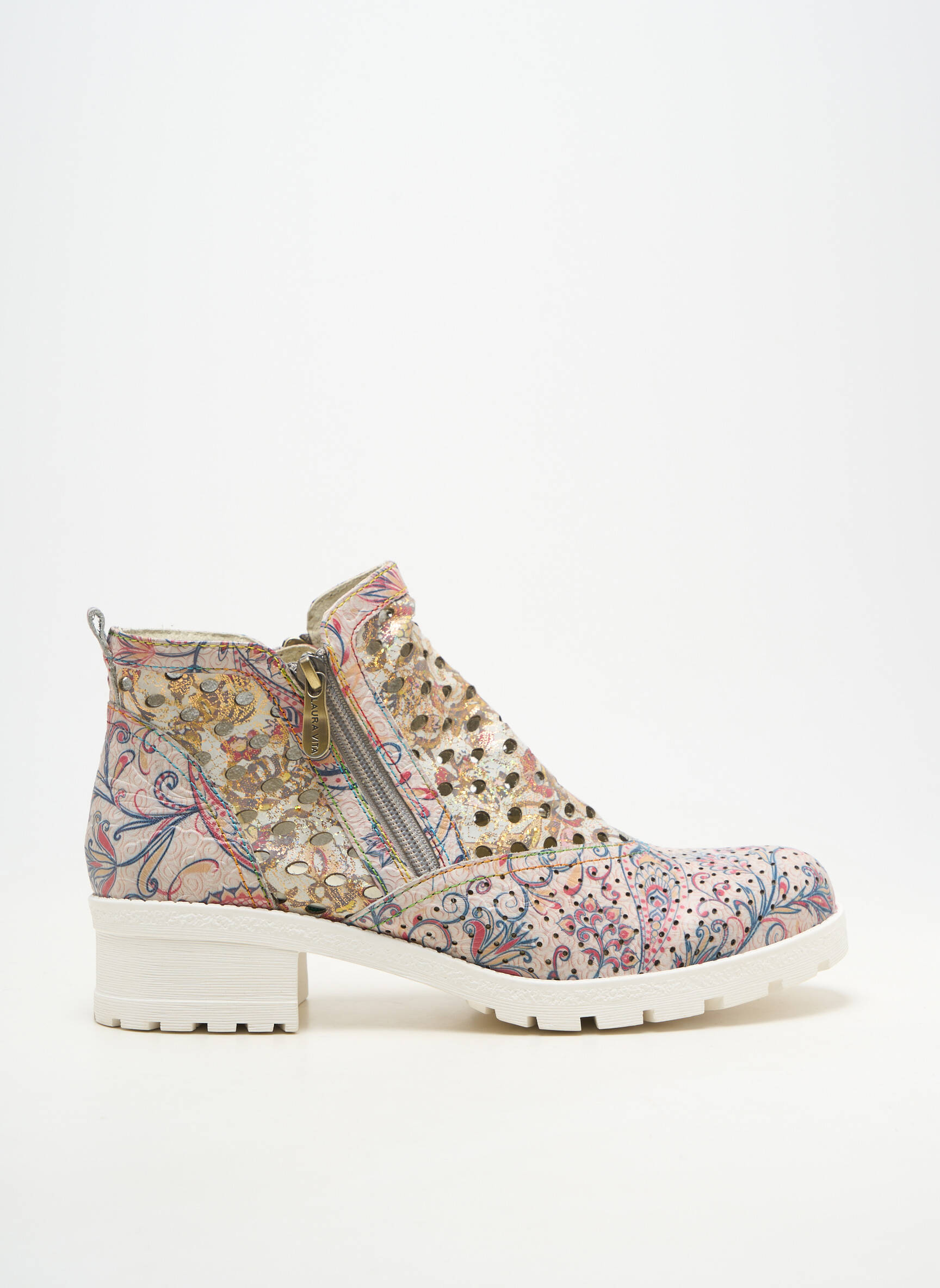Botine/ghete material neted toc de 4 la 6 cm roz LAURA VITA femeie