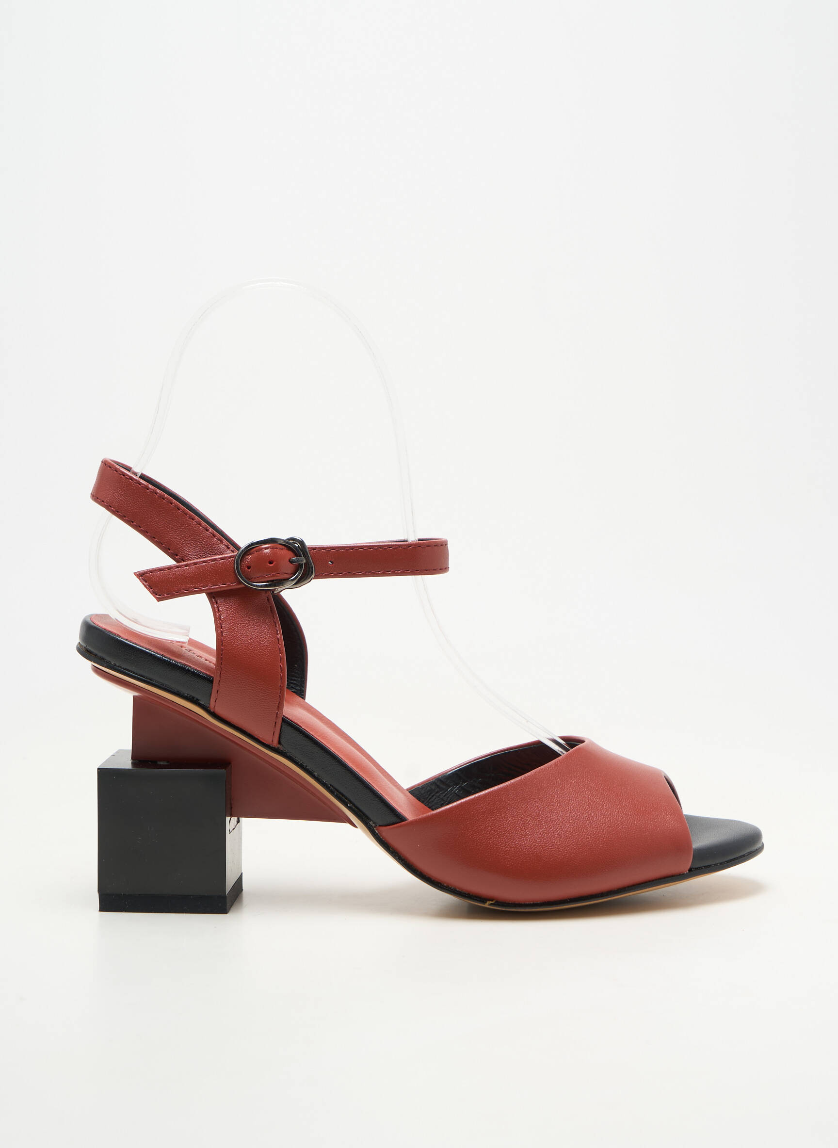 Sandale/pantofi decupați material neted toc de 7 la 9 cm roșu METAMORF'OSE femeie