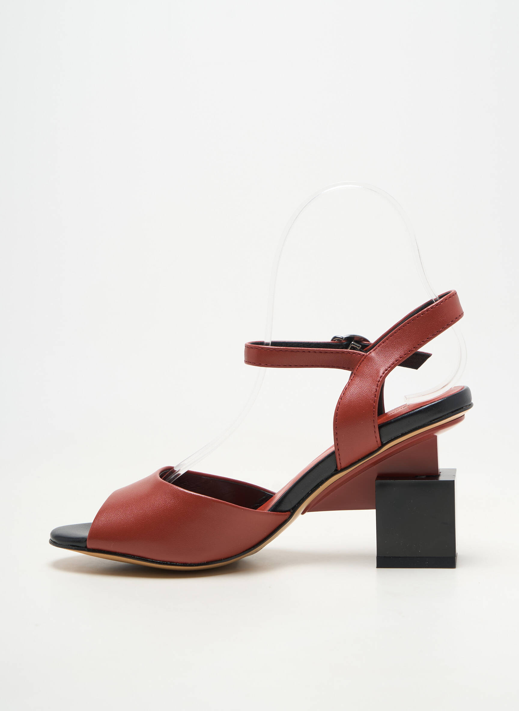 Sandale/pantofi decupați material neted toc de 7 la 9 cm roșu METAMORF'OSE femeie