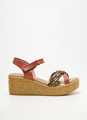 Sandale/pantofi decupați material neted toc de 4 la 6 cm portocalie PORRONET femeie
