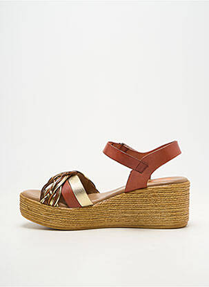 Sandale/pantofi decupați material neted toc de 4 la 6 cm portocalie PORRONET femeie
